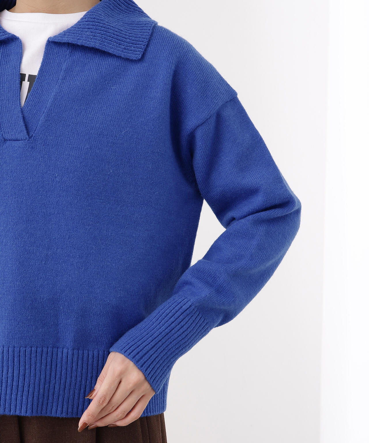 開襟ボクシーニット