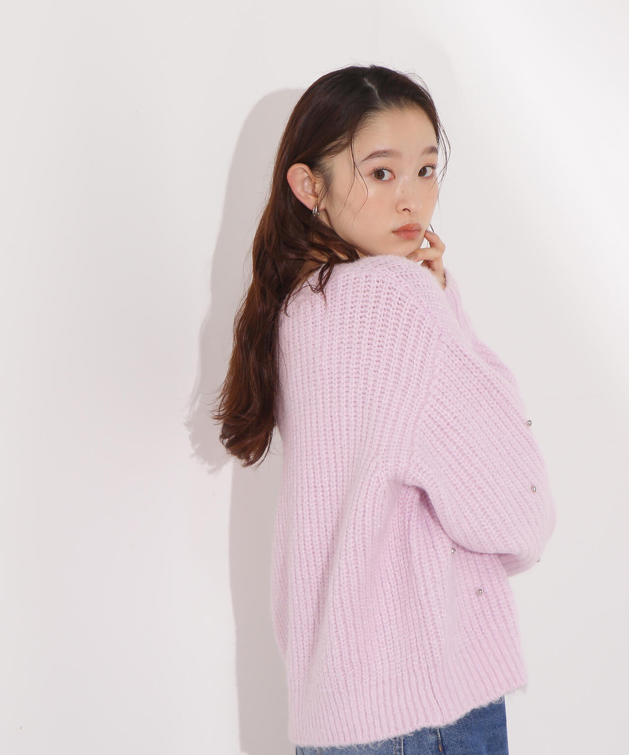 スタッズ畦ニット