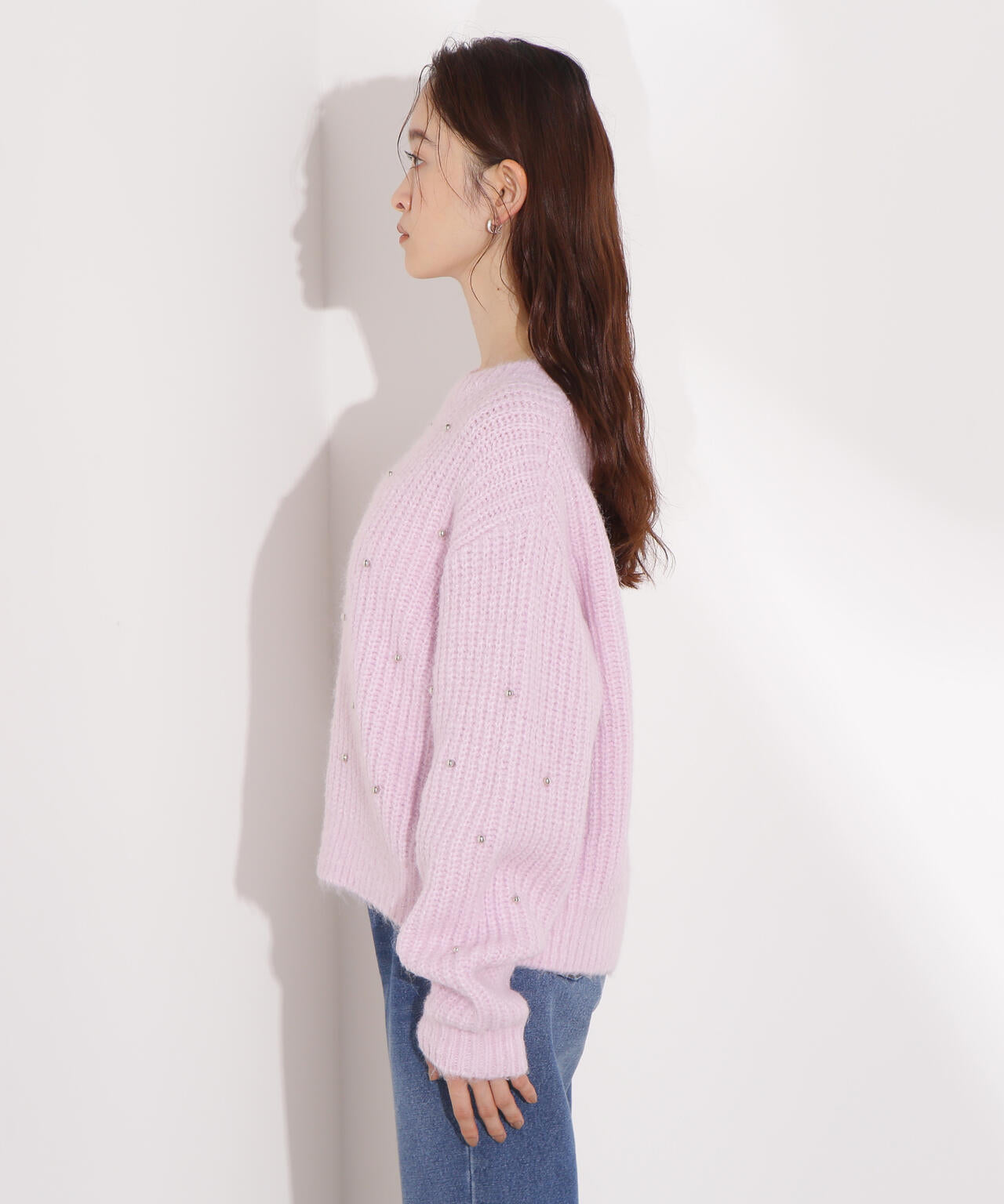 スタッズ畦ニット