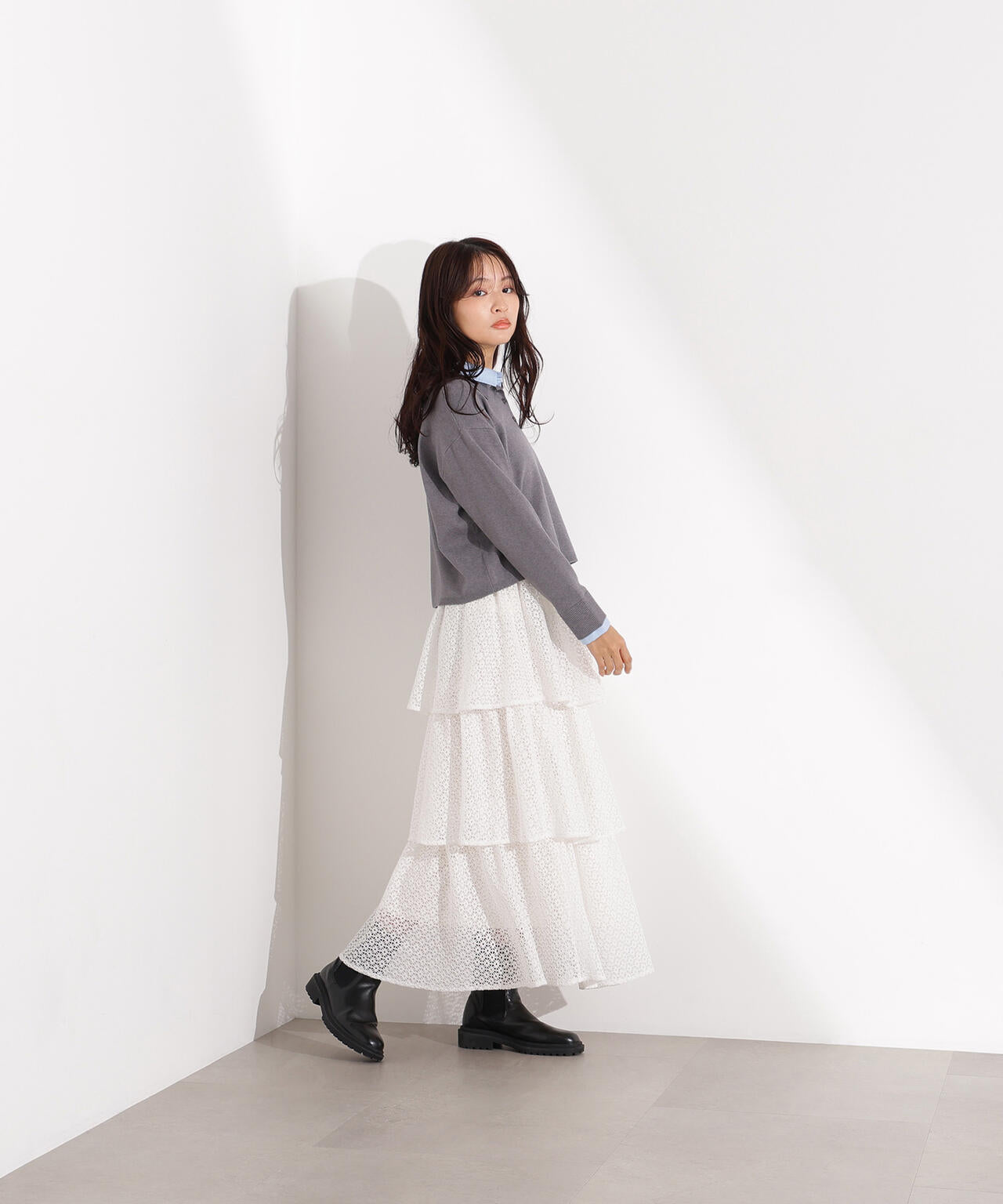 シャツレイヤードニット