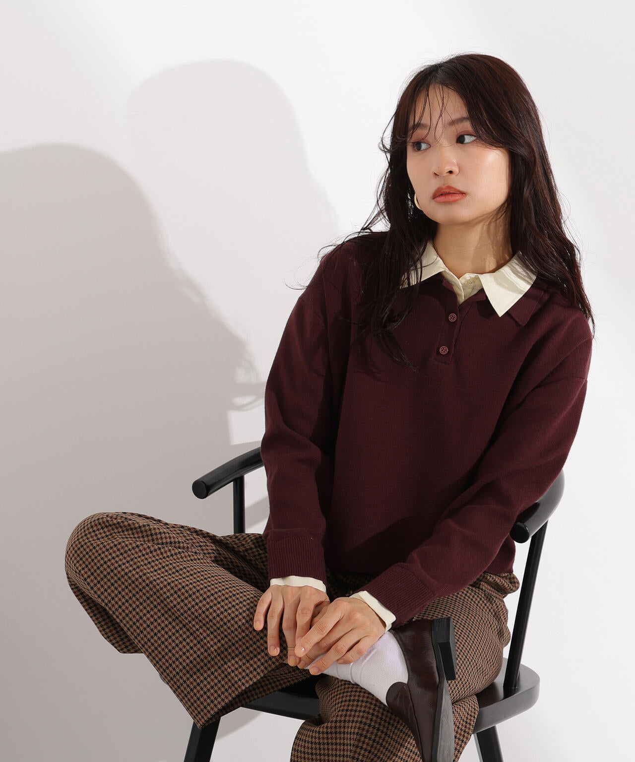 シャツレイヤードニット