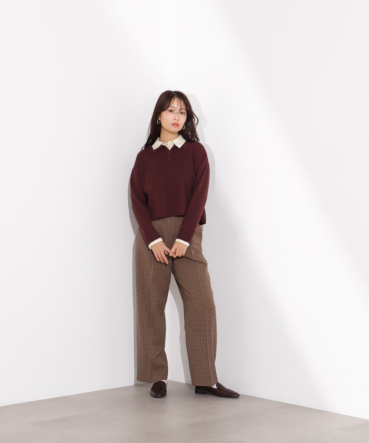 シャツレイヤードニット