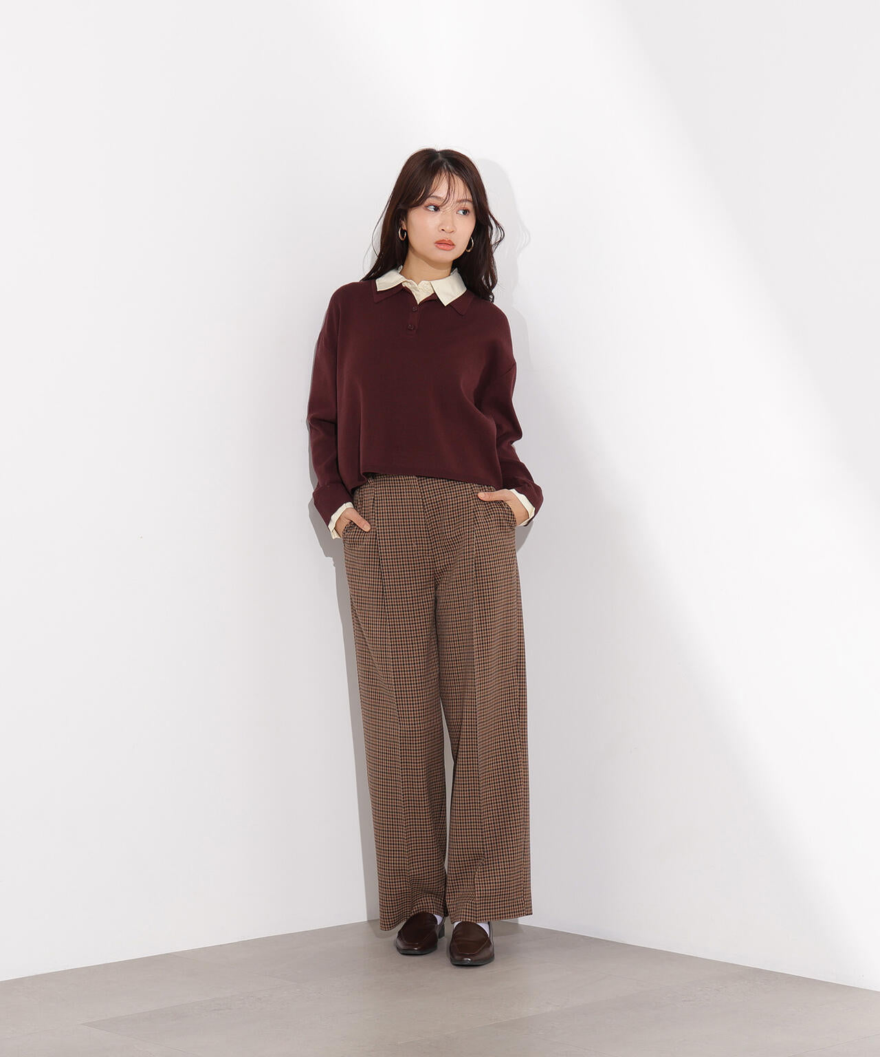 シャツレイヤードニット