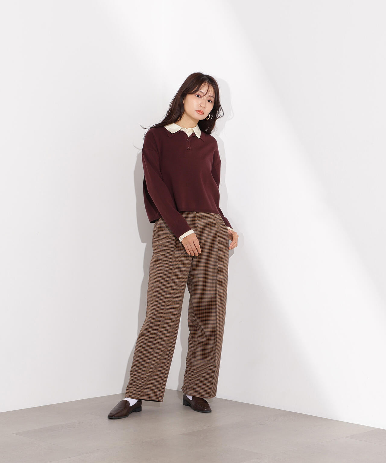 シャツレイヤードニット