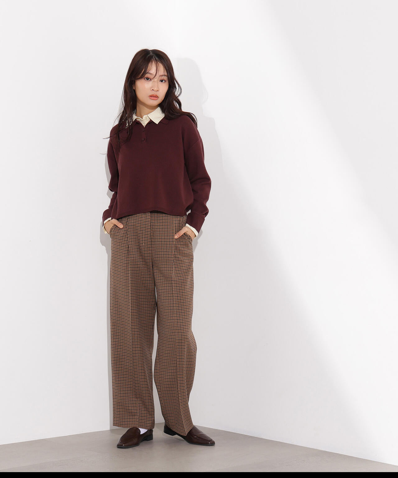 シャツレイヤードニット