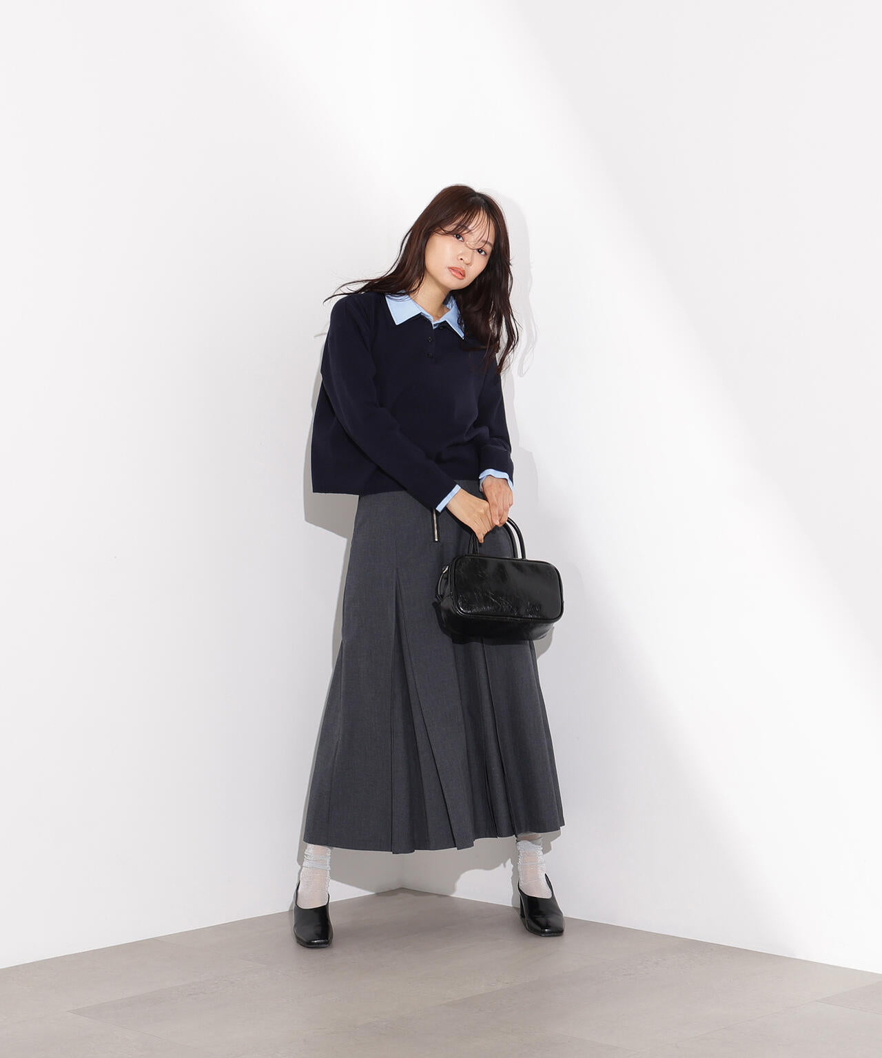 シャツレイヤードニット