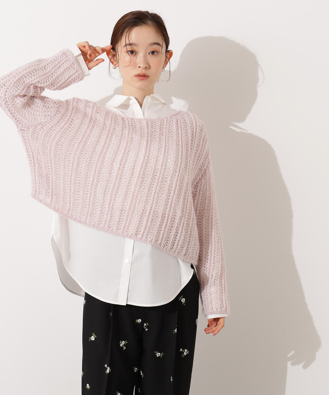 【小室安未さん着用】クロップド透かし編みニット