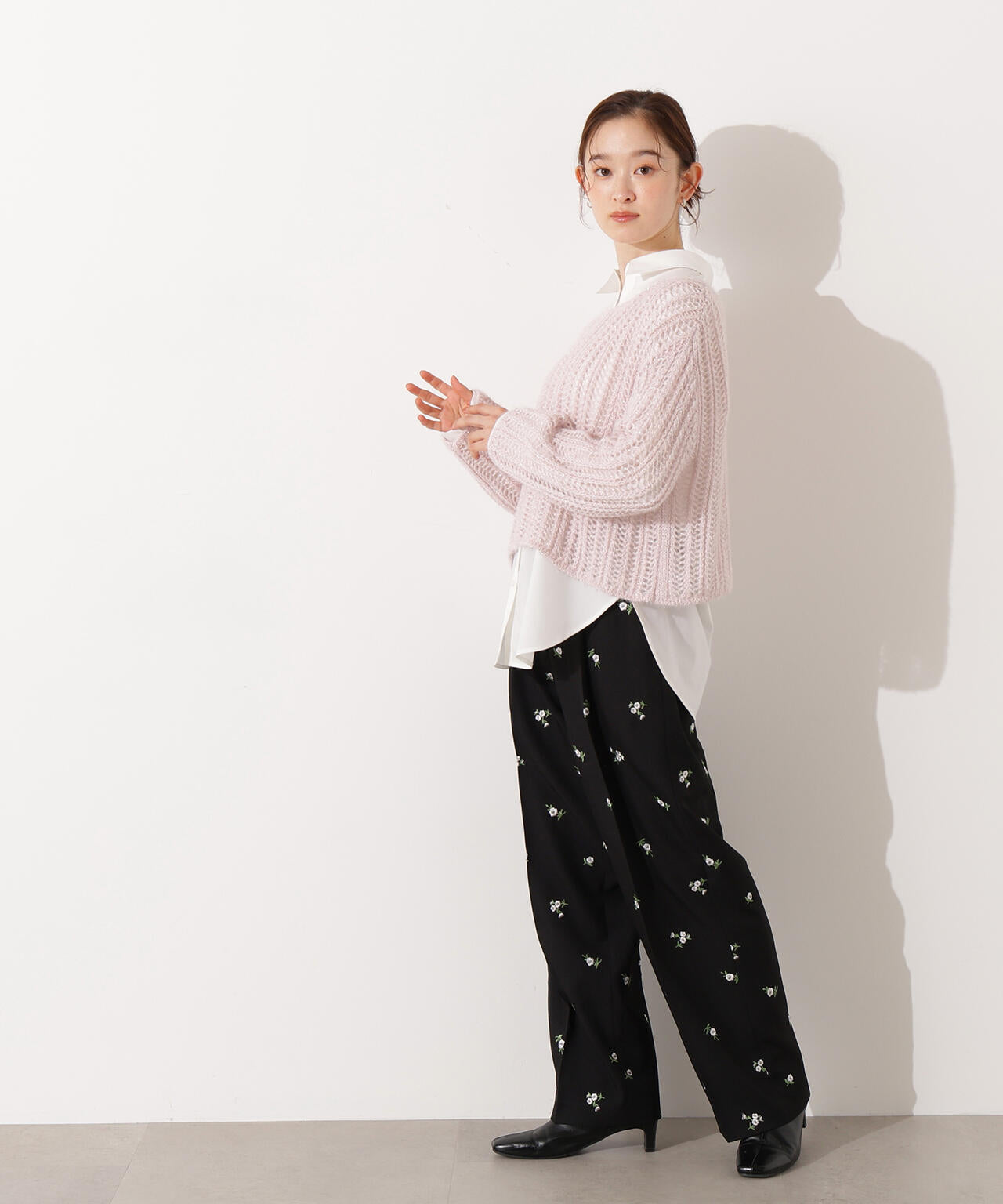【小室安未さん着用】クロップド透かし編みニット