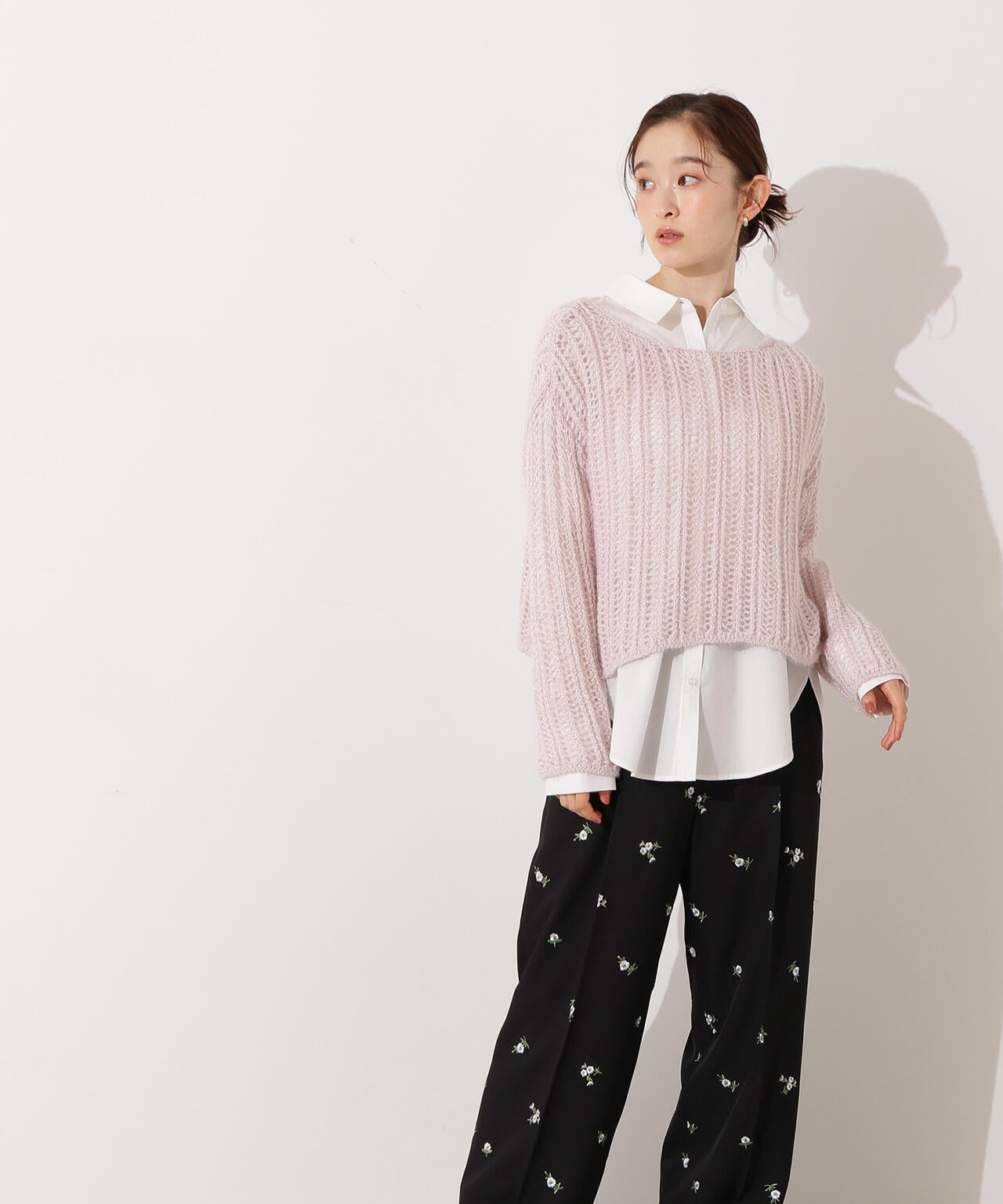 【小室安未さん着用】クロップド透かし編みニット