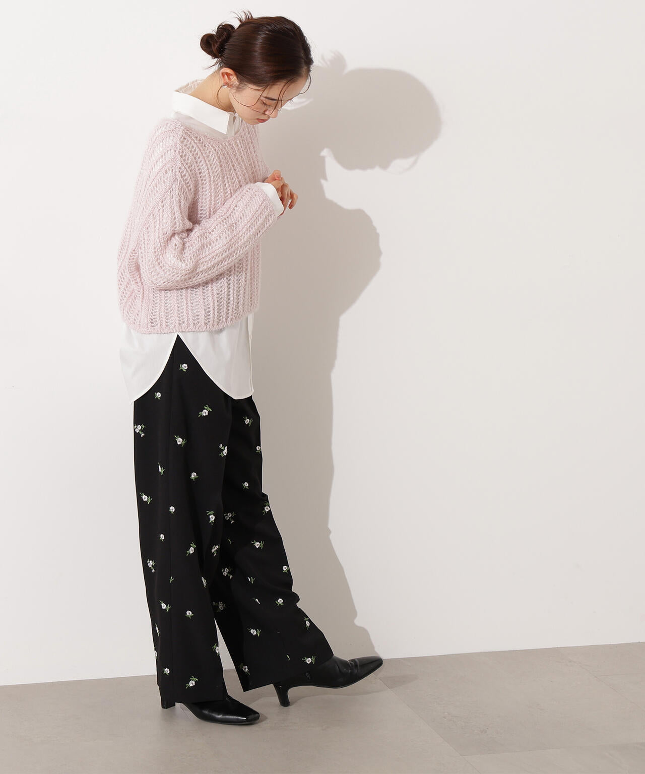 【小室安未さん着用】クロップド透かし編みニット