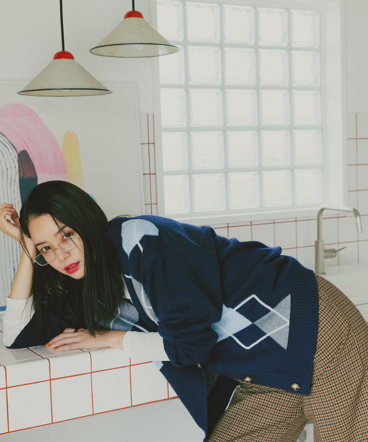 【岸本セシルさん着用】アーガイルニットカーディガン