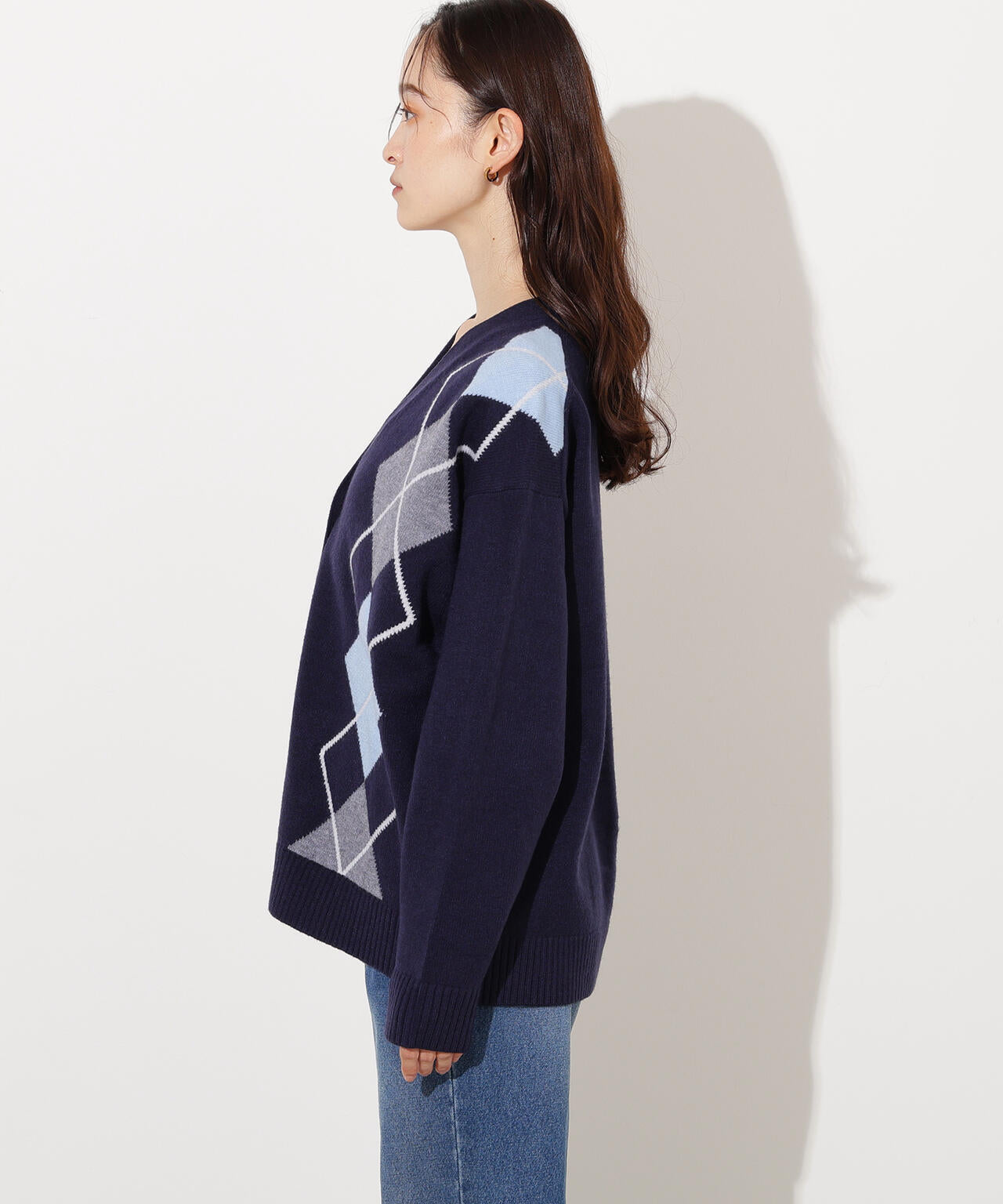 【岸本セシルさん着用】アーガイルニットカーディガン