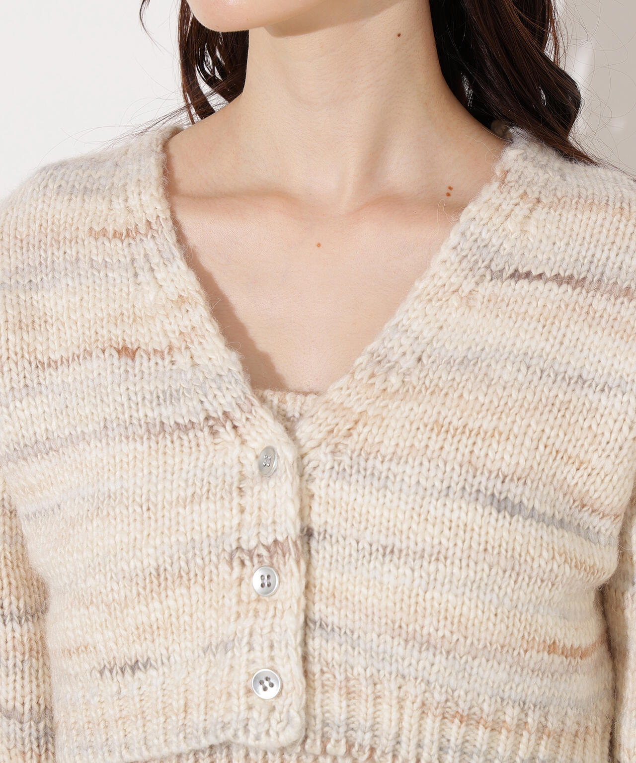 ミックスカラーチュニック&ショートカーディガン