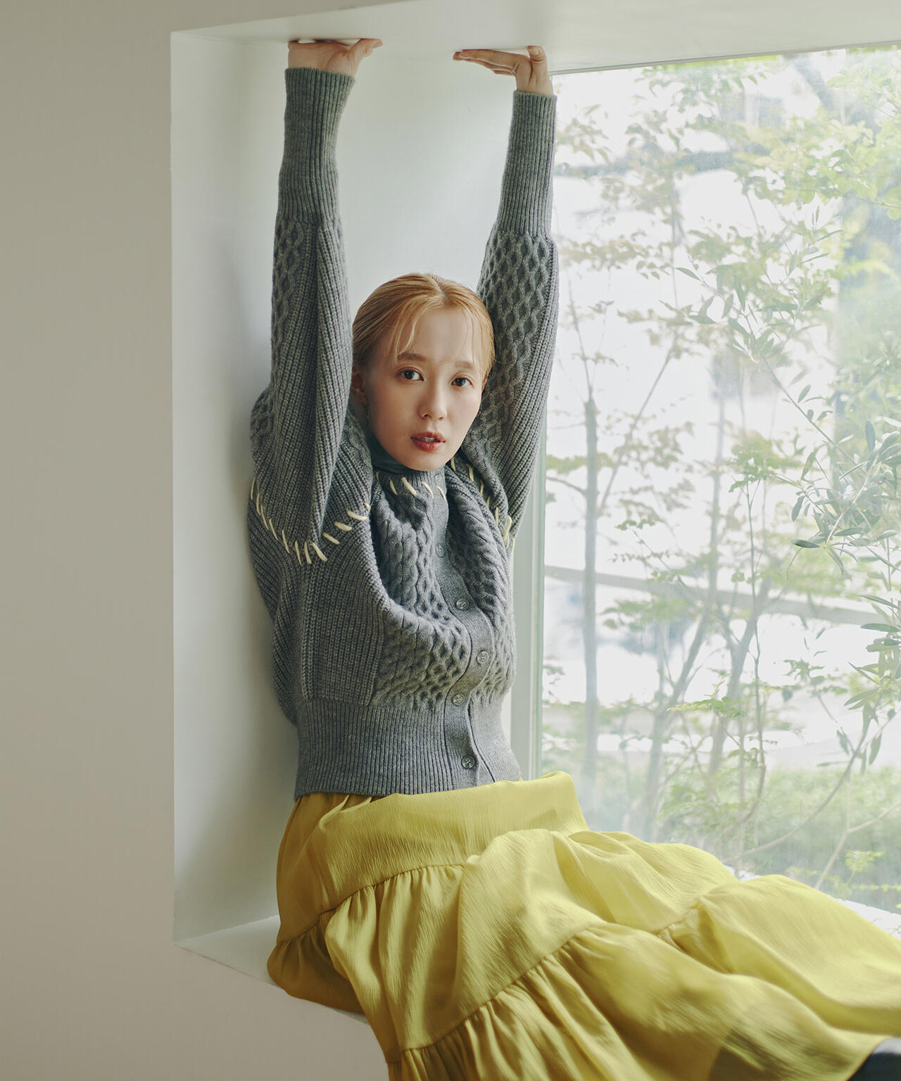 【岸本セシルさん着用】ケーブルステッチカーディガン