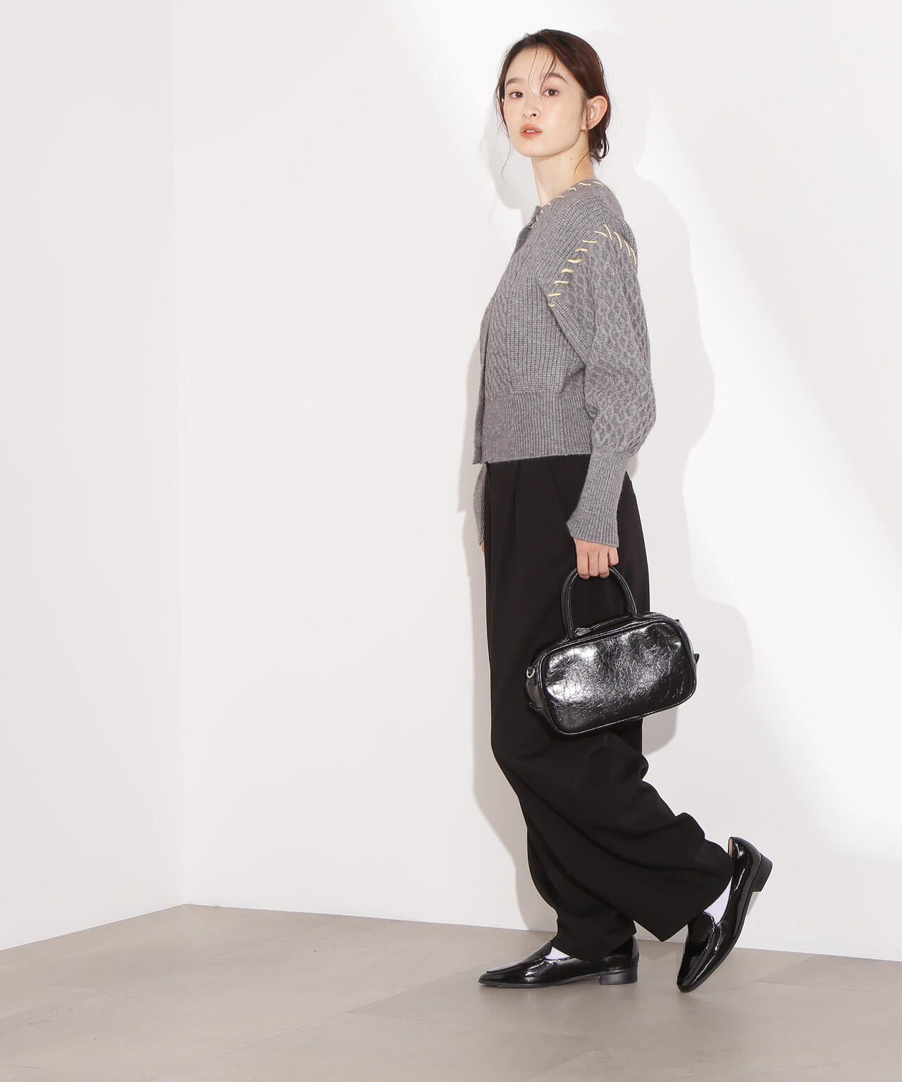 【岸本セシルさん着用】ケーブルステッチカーディガン