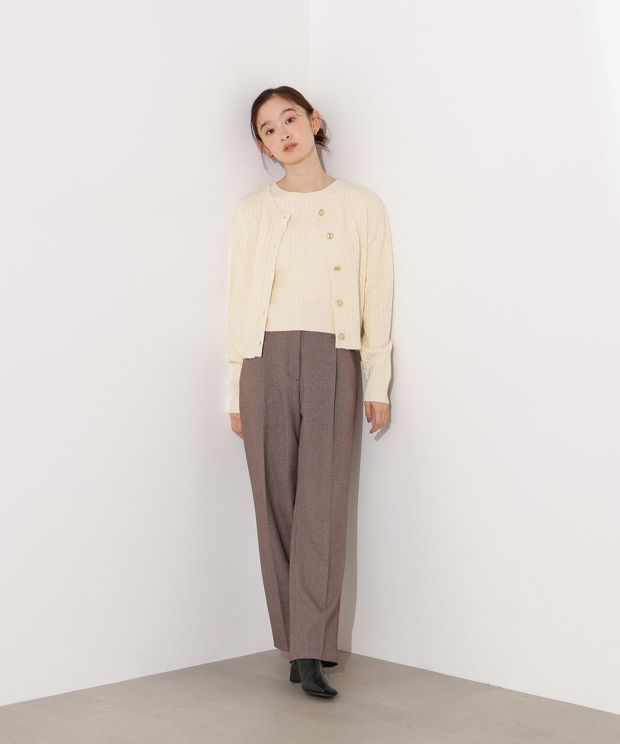 【小室安未さん着用】メタルボタンケーブルアンサンブル