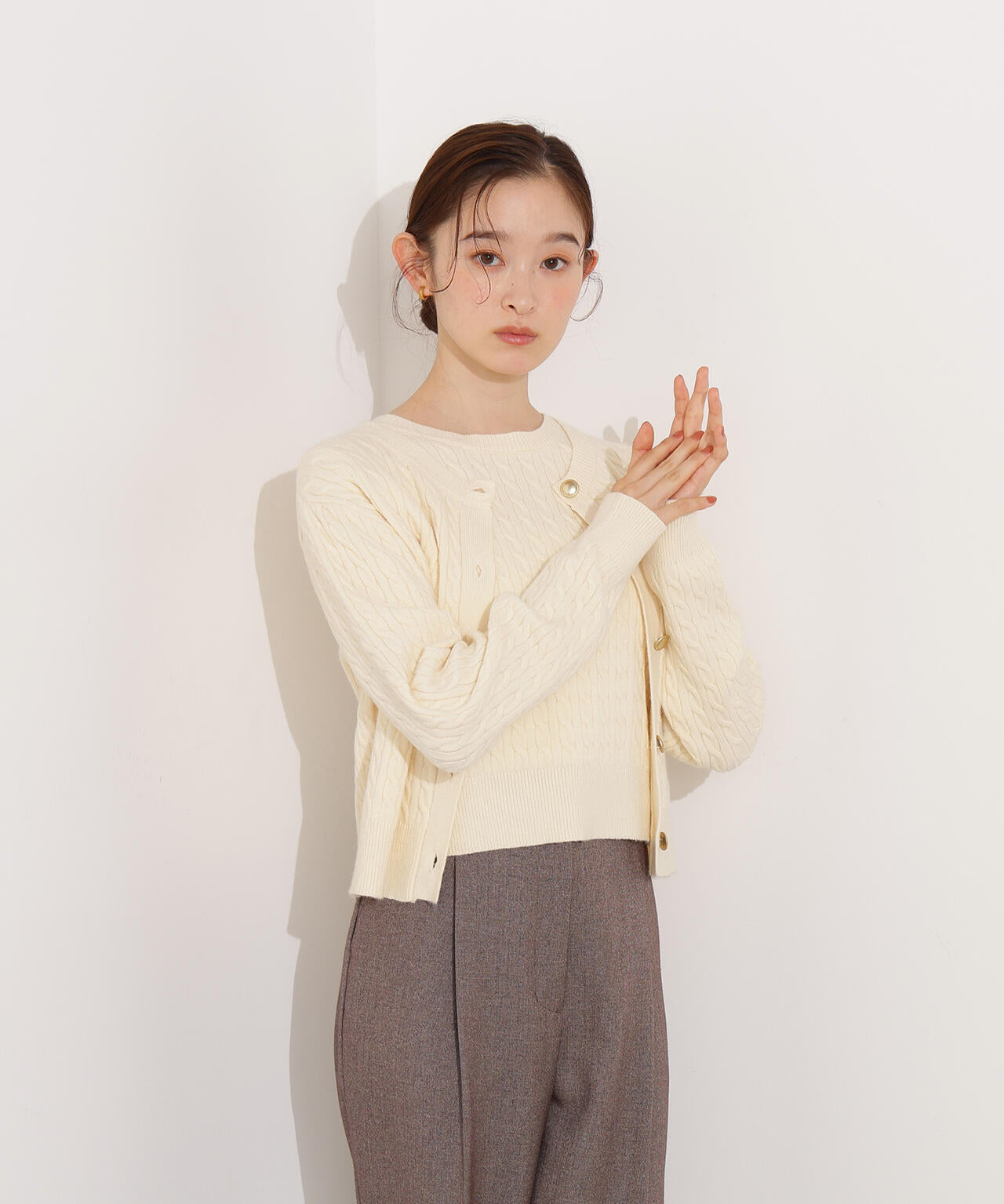 【小室安未さん着用】メタルボタンケーブルアンサンブル