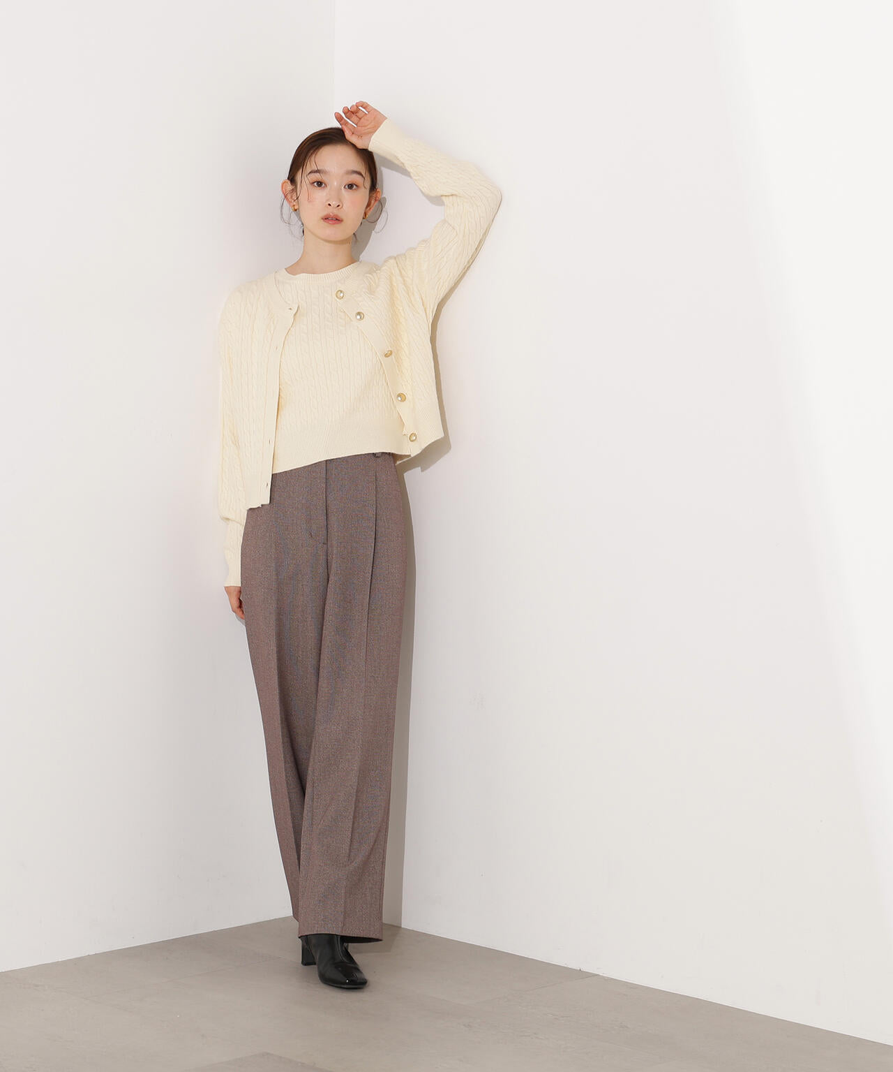 【小室安未さん着用】メタルボタンケーブルアンサンブル