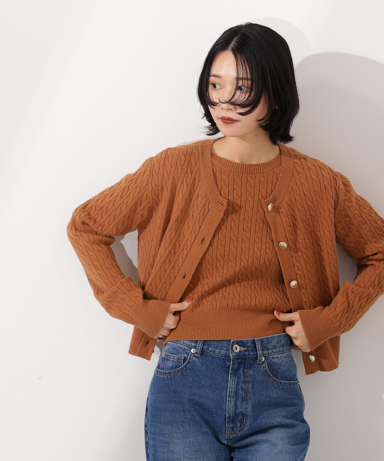 【小室安未さん着用】メタルボタンケーブルアンサンブル