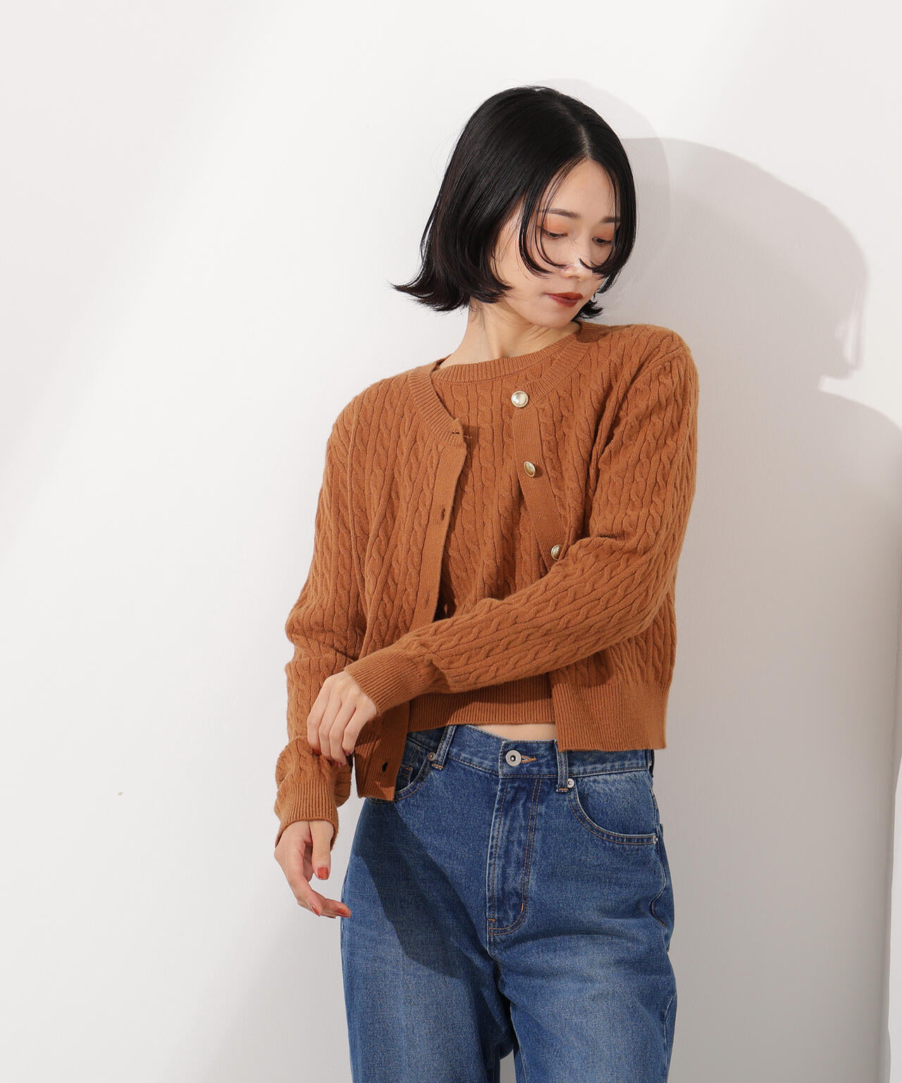 【小室安未さん着用】メタルボタンケーブルアンサンブル