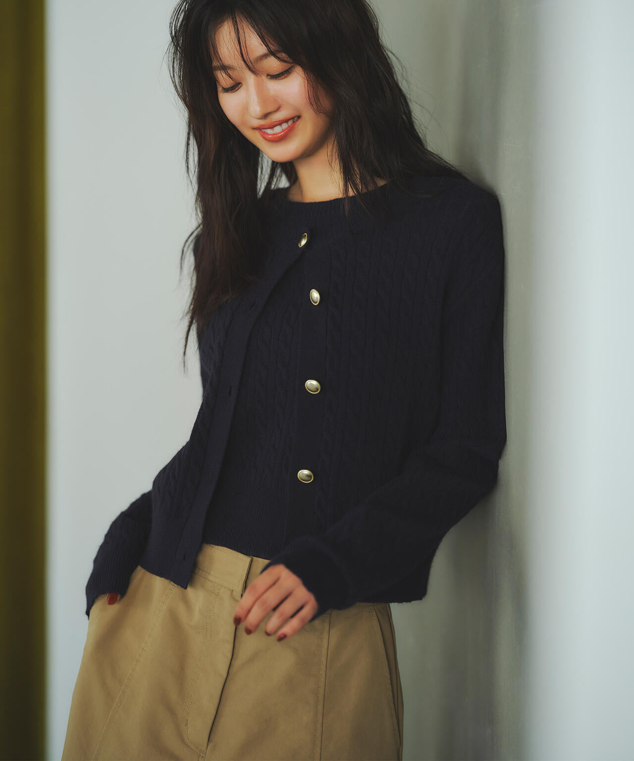 【小室安未さん着用】メタルボタンケーブルアンサンブル