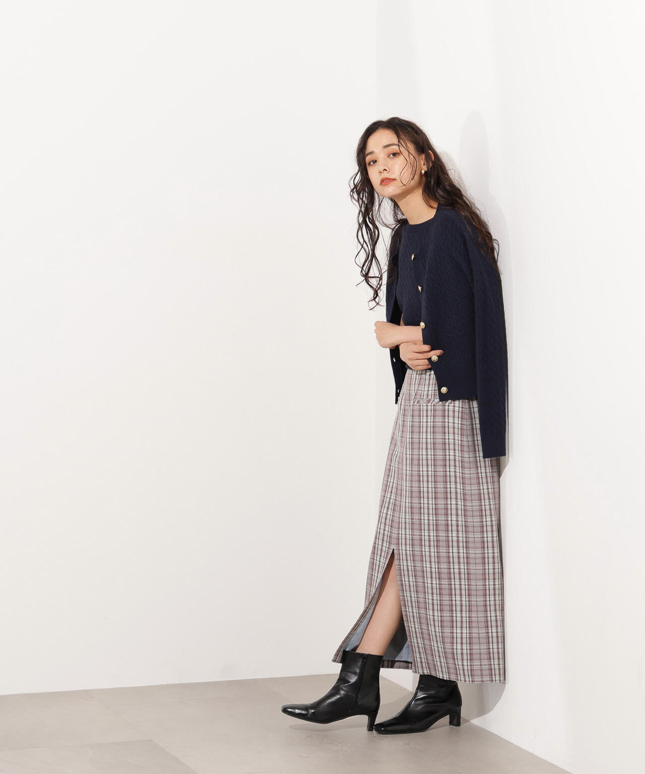 【小室安未さん着用】メタルボタンケーブルアンサンブル