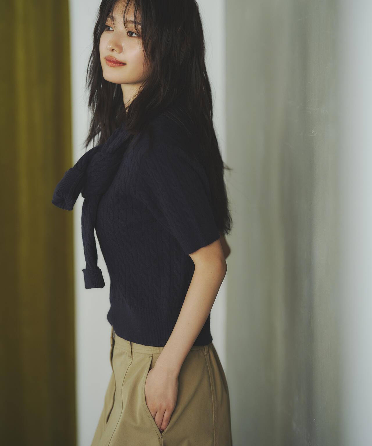 【小室安未さん着用】メタルボタンケーブルアンサンブル