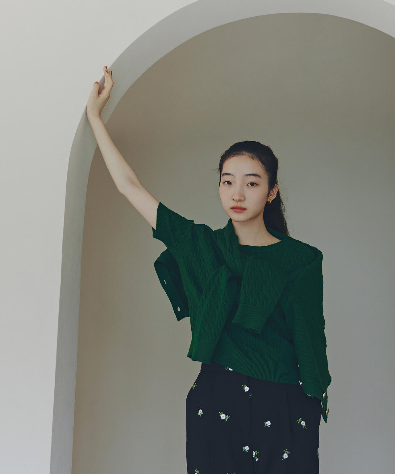 【小室安未さん着用】メタルボタンケーブルアンサンブル