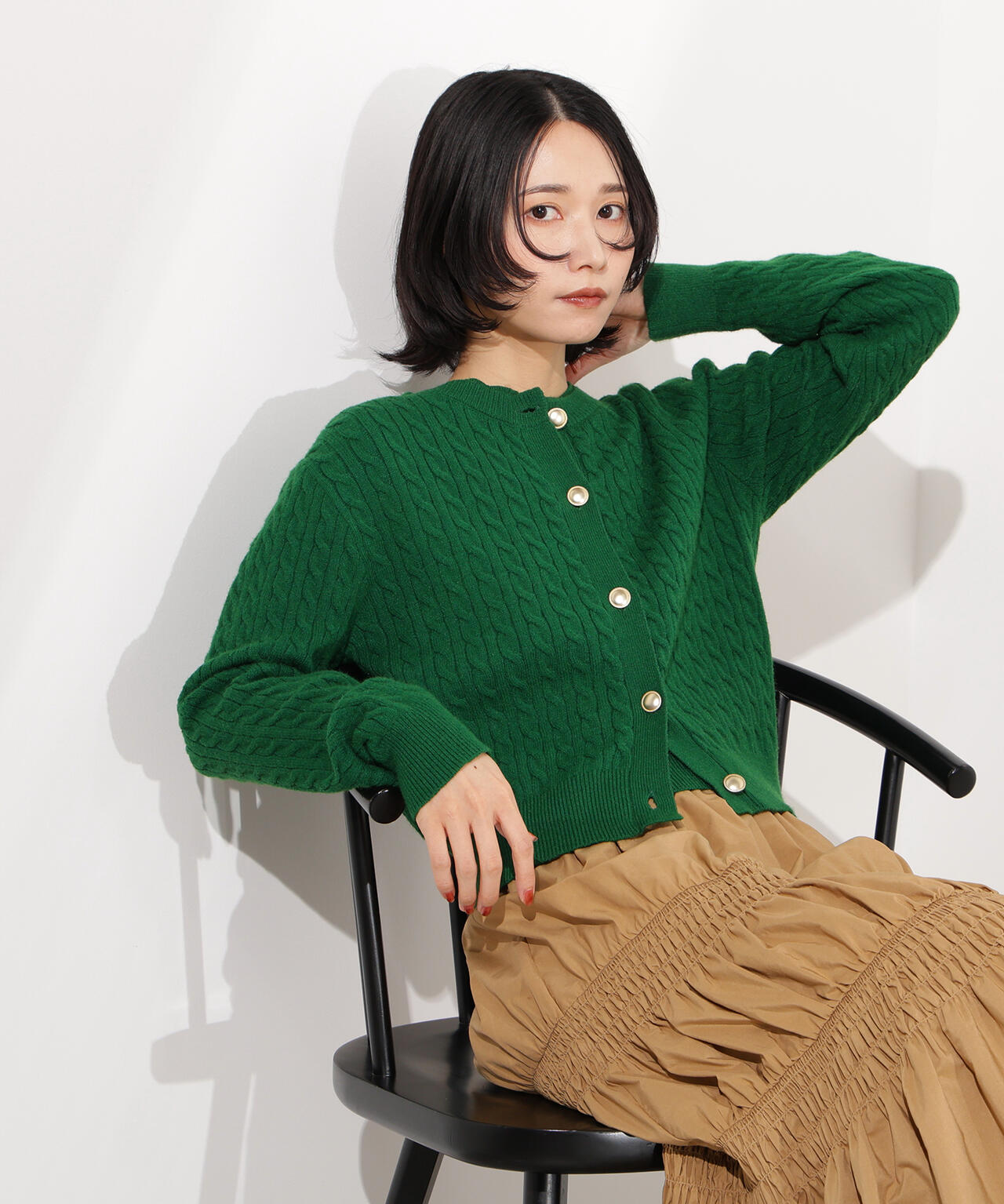 【小室安未さん着用】メタルボタンケーブルアンサンブル