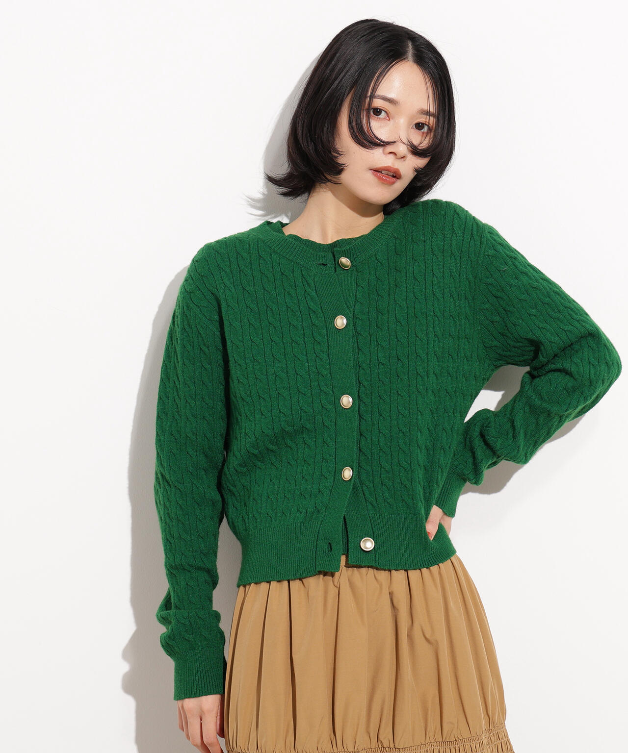 【小室安未さん着用】メタルボタンケーブルアンサンブル