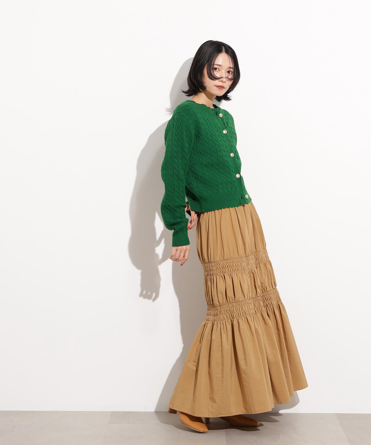 【小室安未さん着用】メタルボタンケーブルアンサンブル