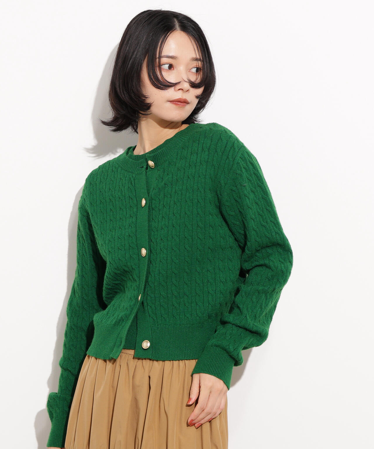 【小室安未さん着用】メタルボタンケーブルアンサンブル