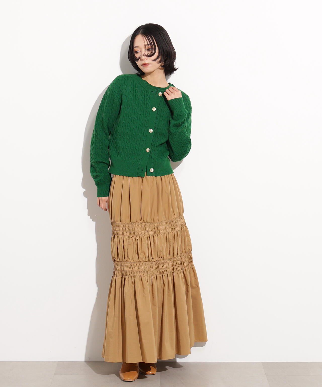 【小室安未さん着用】メタルボタンケーブルアンサンブル