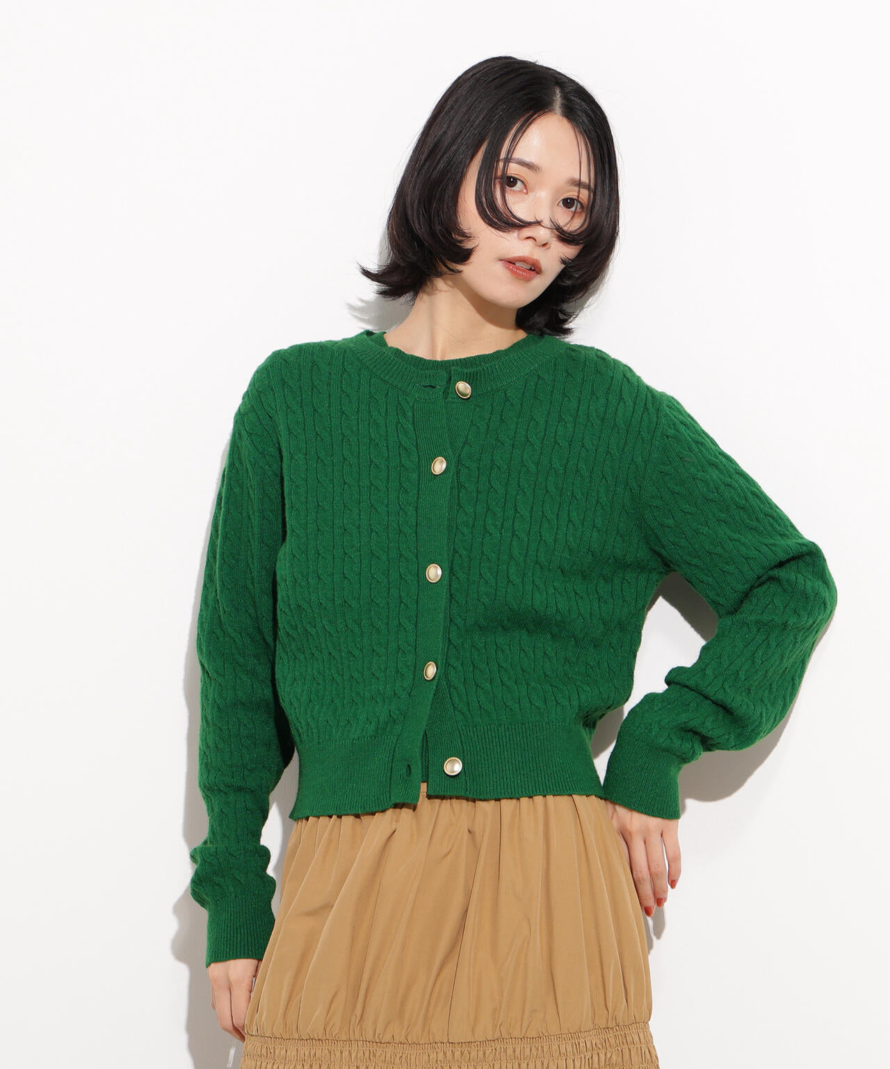 【小室安未さん着用】メタルボタンケーブルアンサンブル