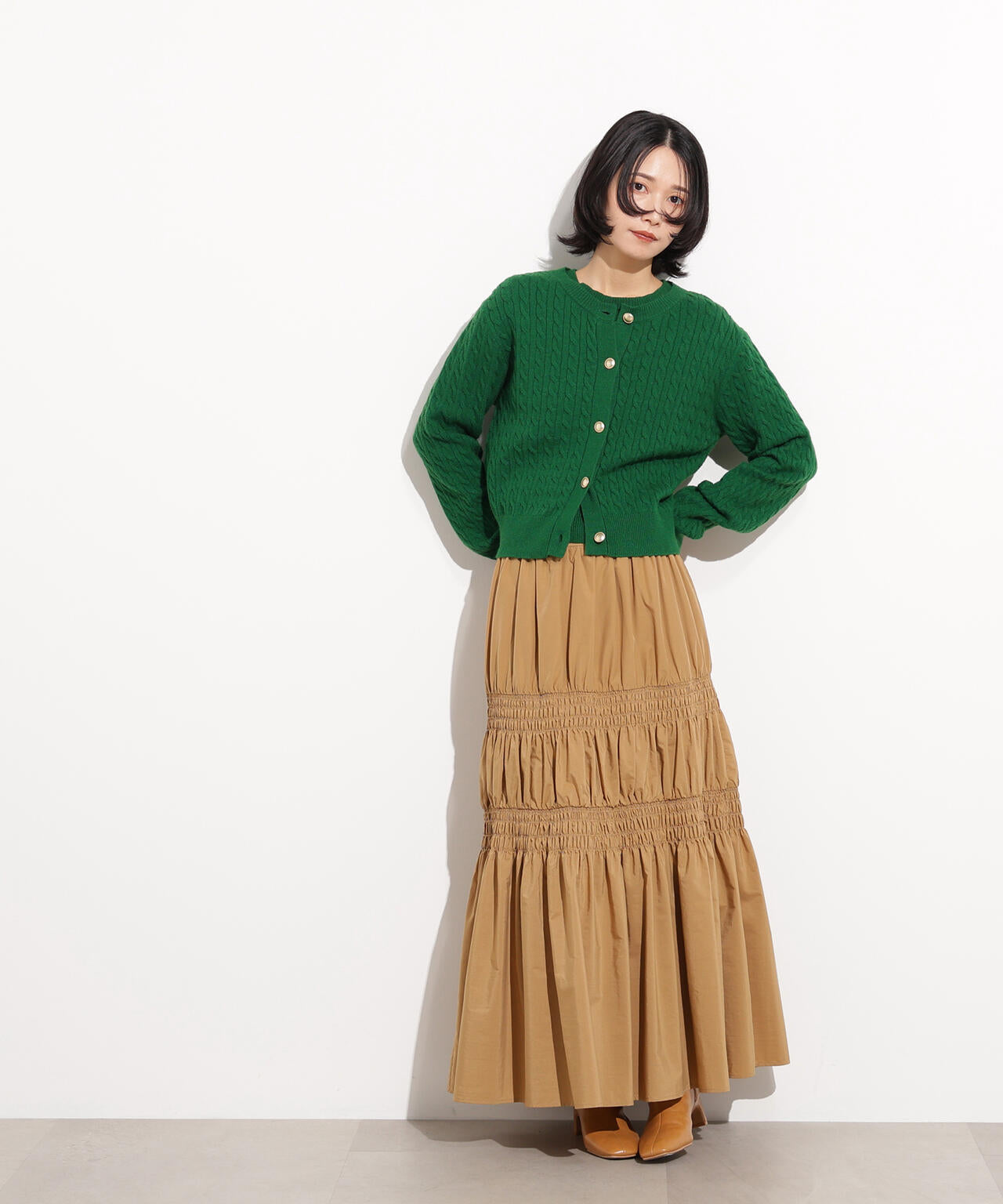 【小室安未さん着用】メタルボタンケーブルアンサンブル