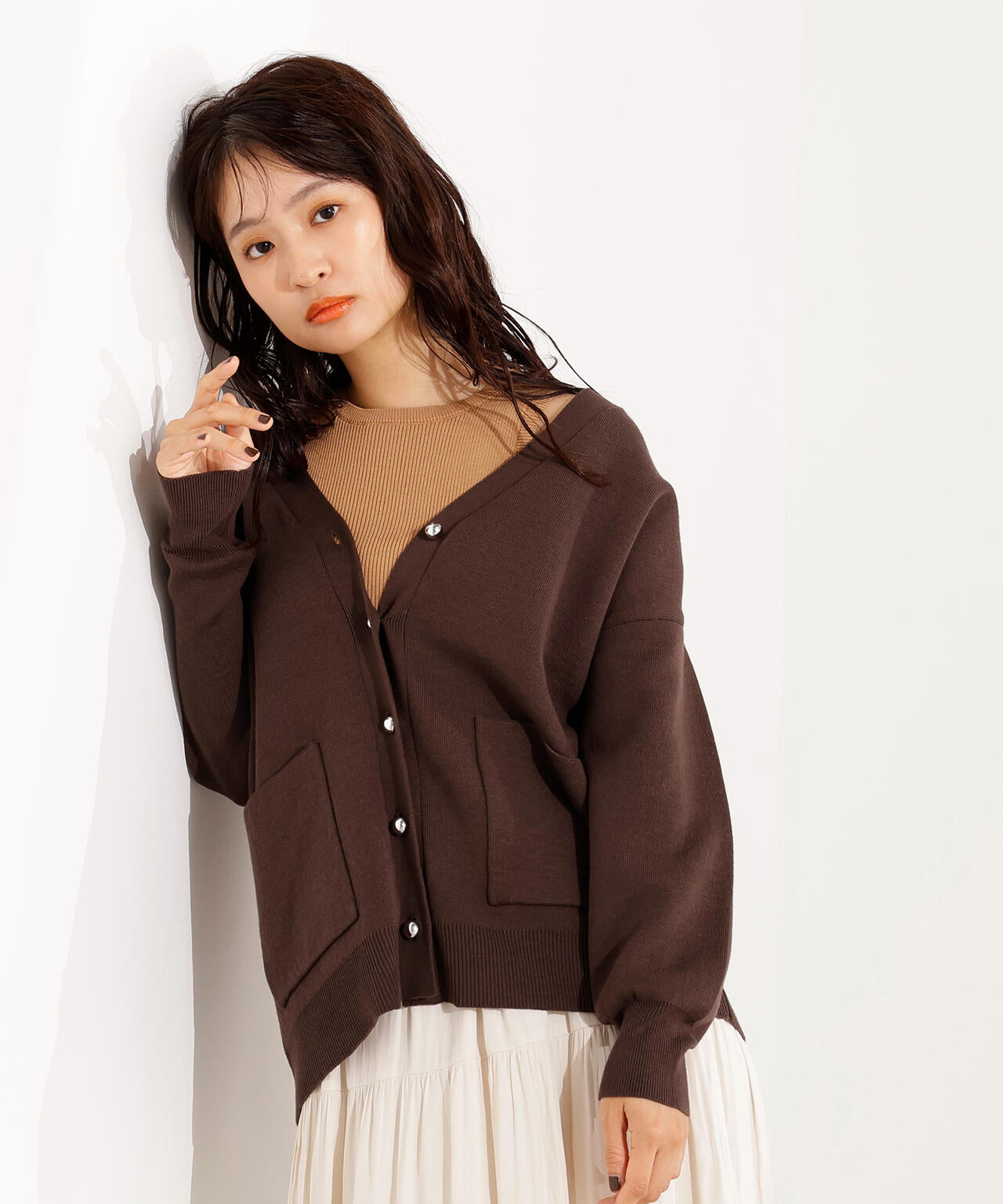 【小室安未さん着用】スウェットライクフォルムカーディガン