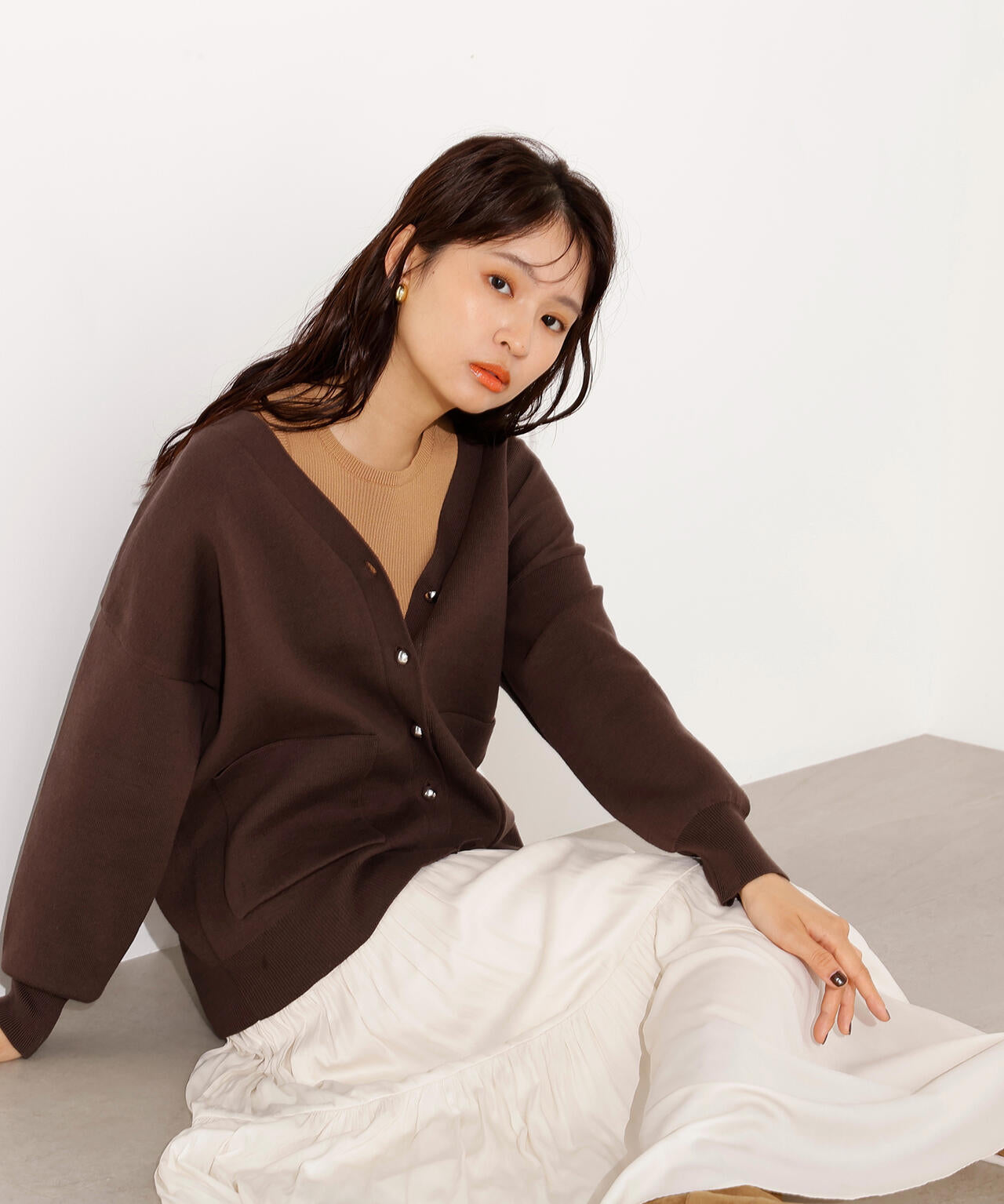 【小室安未さん着用】スウェットライクフォルムカーディガン