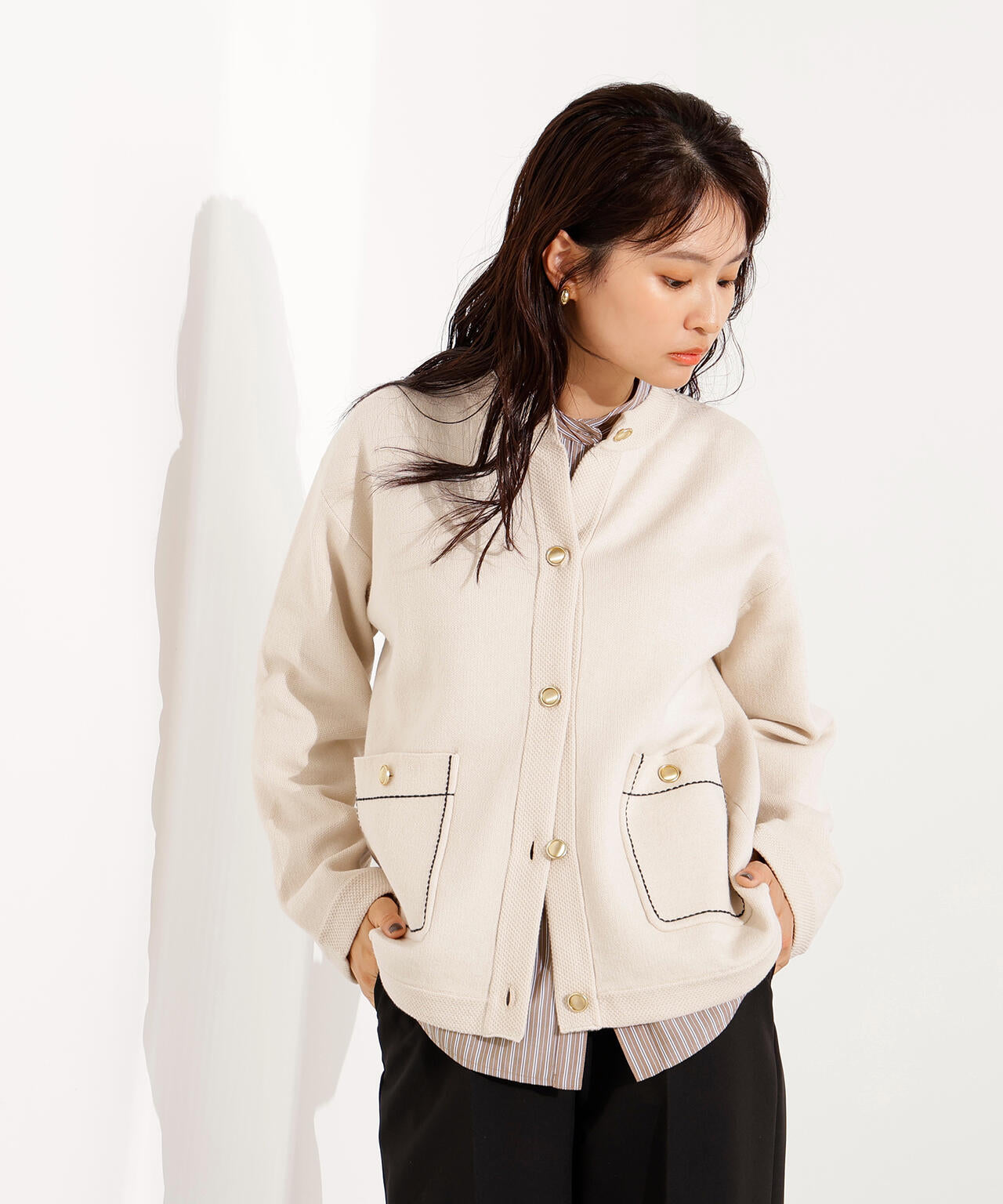 ミドル丈ニットジャケット