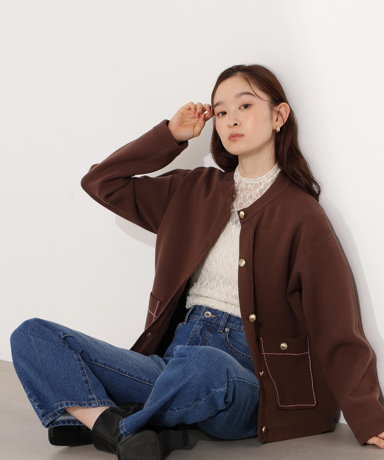 ミドル丈ニットジャケット