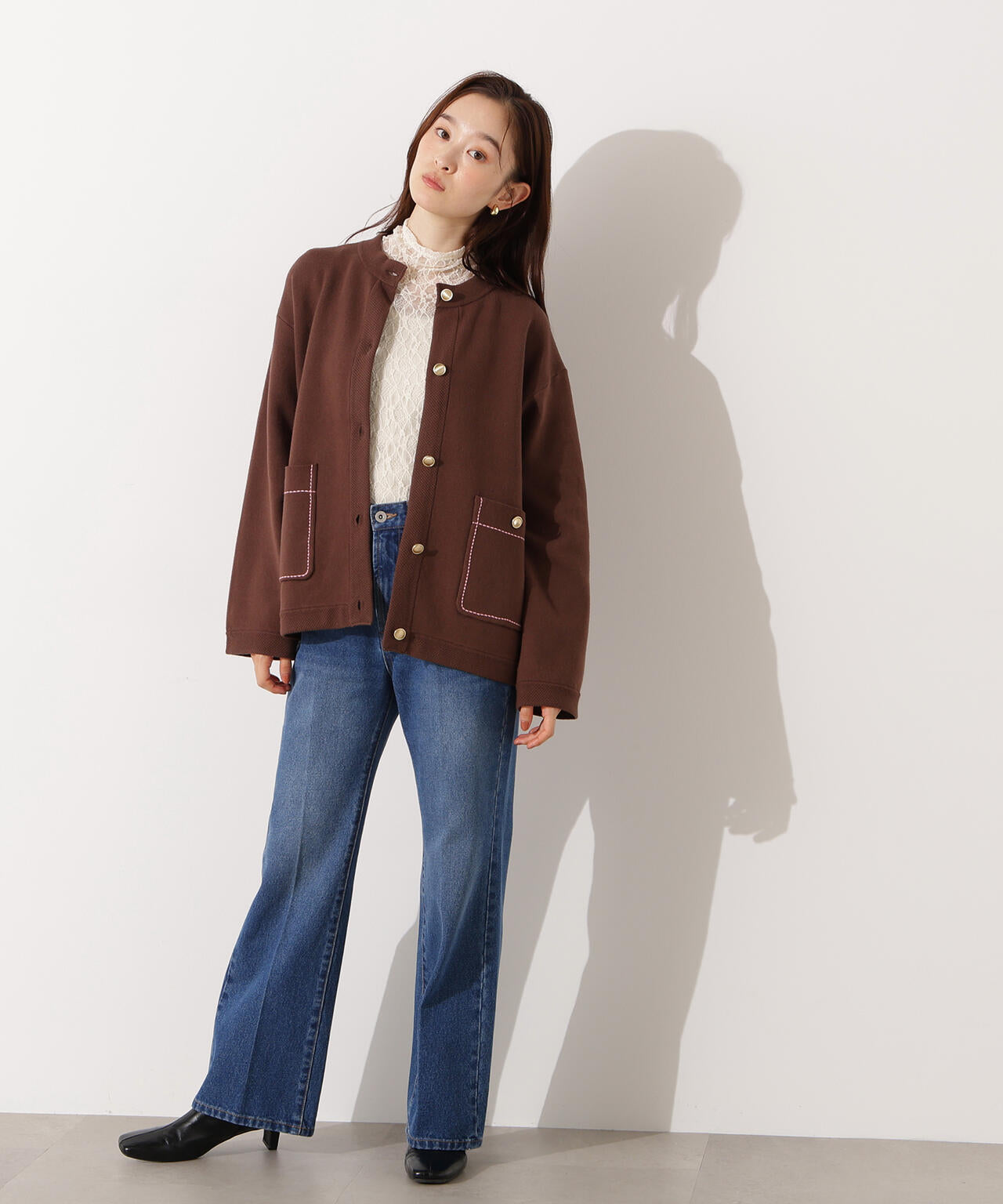 ミドル丈ニットジャケット