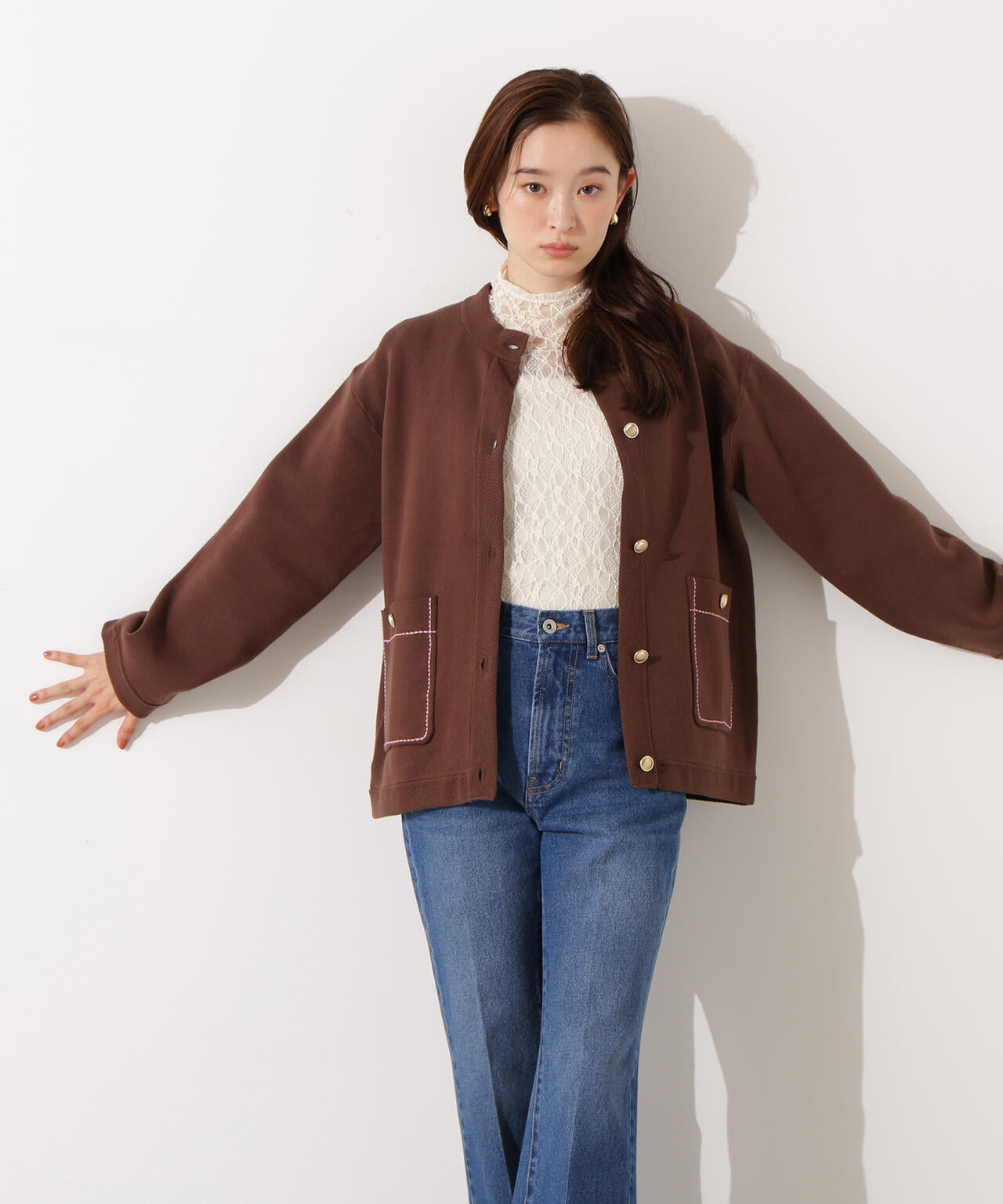 ミドル丈ニットジャケット