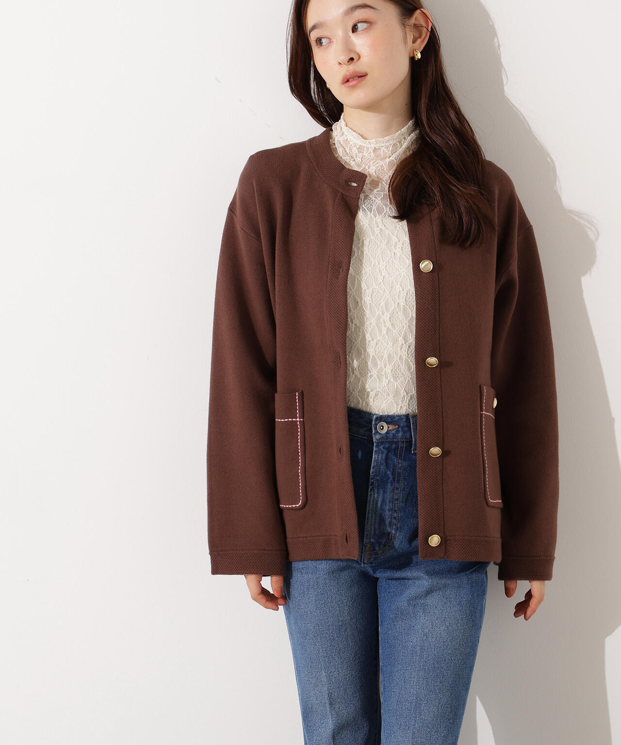 ミドル丈ニットジャケット