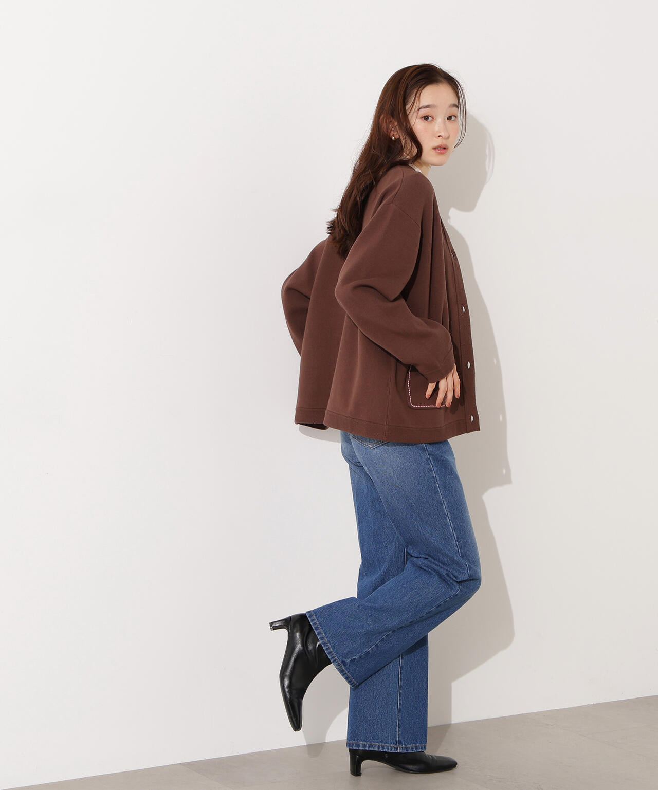 ミドル丈ニットジャケット