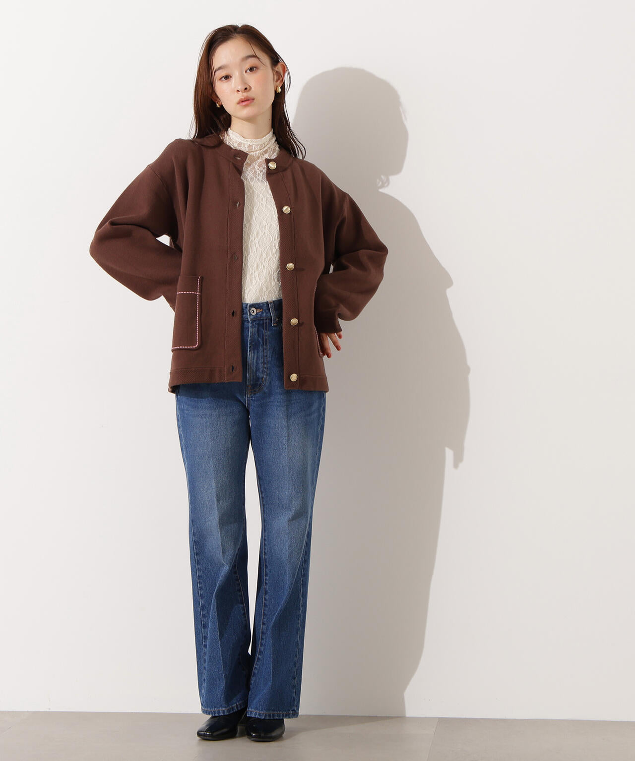 ミドル丈ニットジャケット