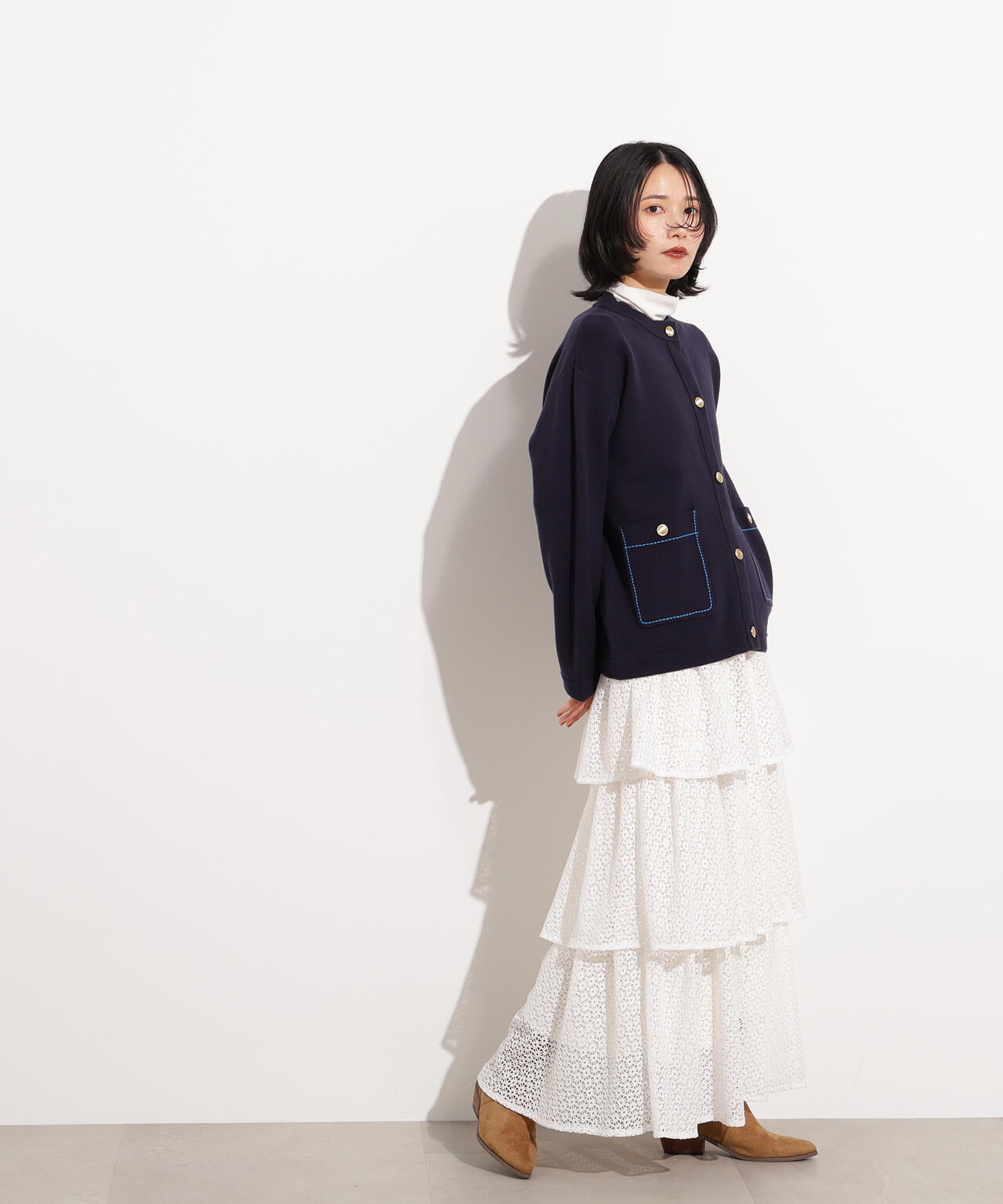 ミドル丈ニットジャケット
