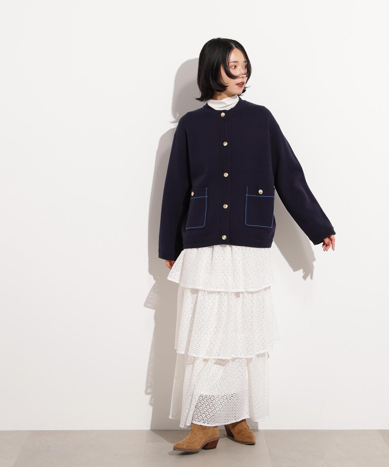 ミドル丈ニットジャケット