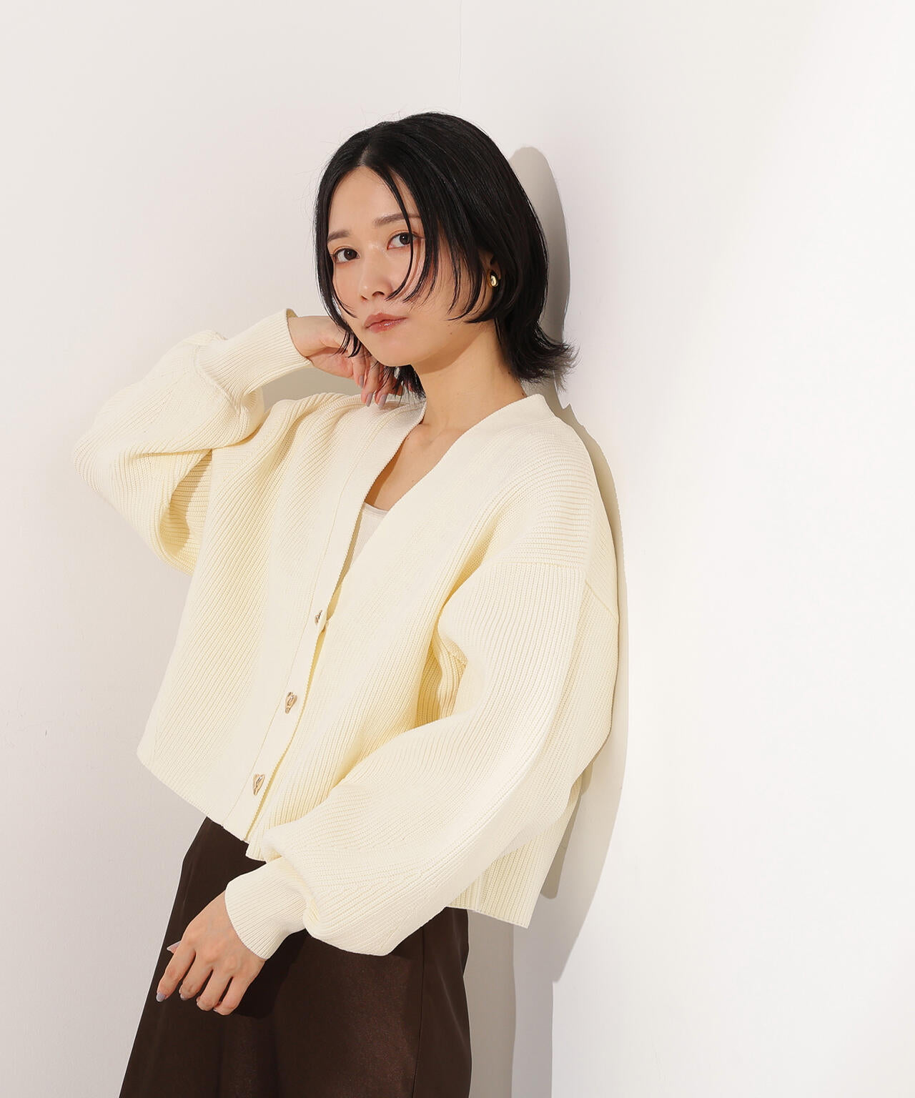 ニュアンスハートボタンカーディガン《ベリーブラウン:LUMINE・LUCUA・official site限定》