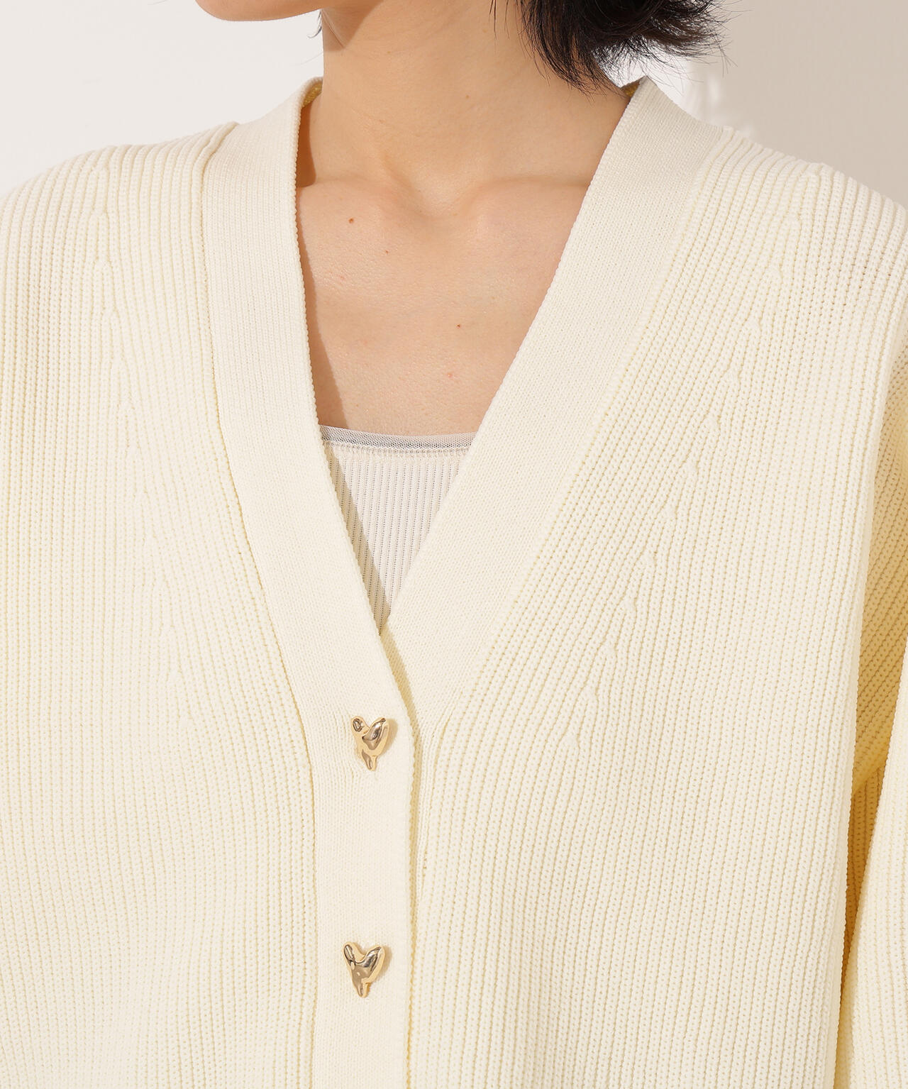 ニュアンスハートボタンカーディガン《ベリーブラウン:LUMINE・LUCUA・official site限定》