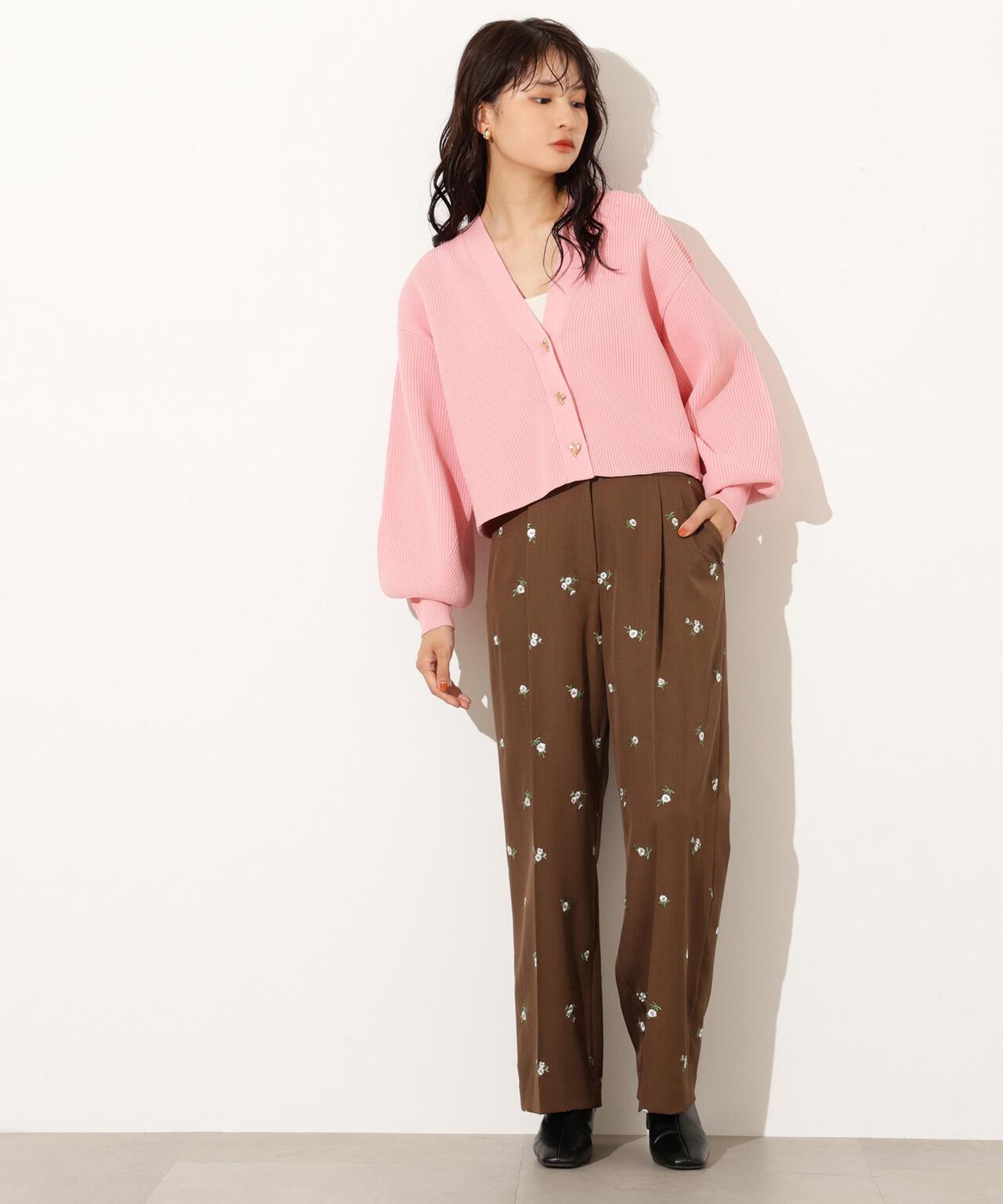 ニュアンスハートボタンカーディガン《ベリーブラウン:LUMINE・LUCUA・official site限定》