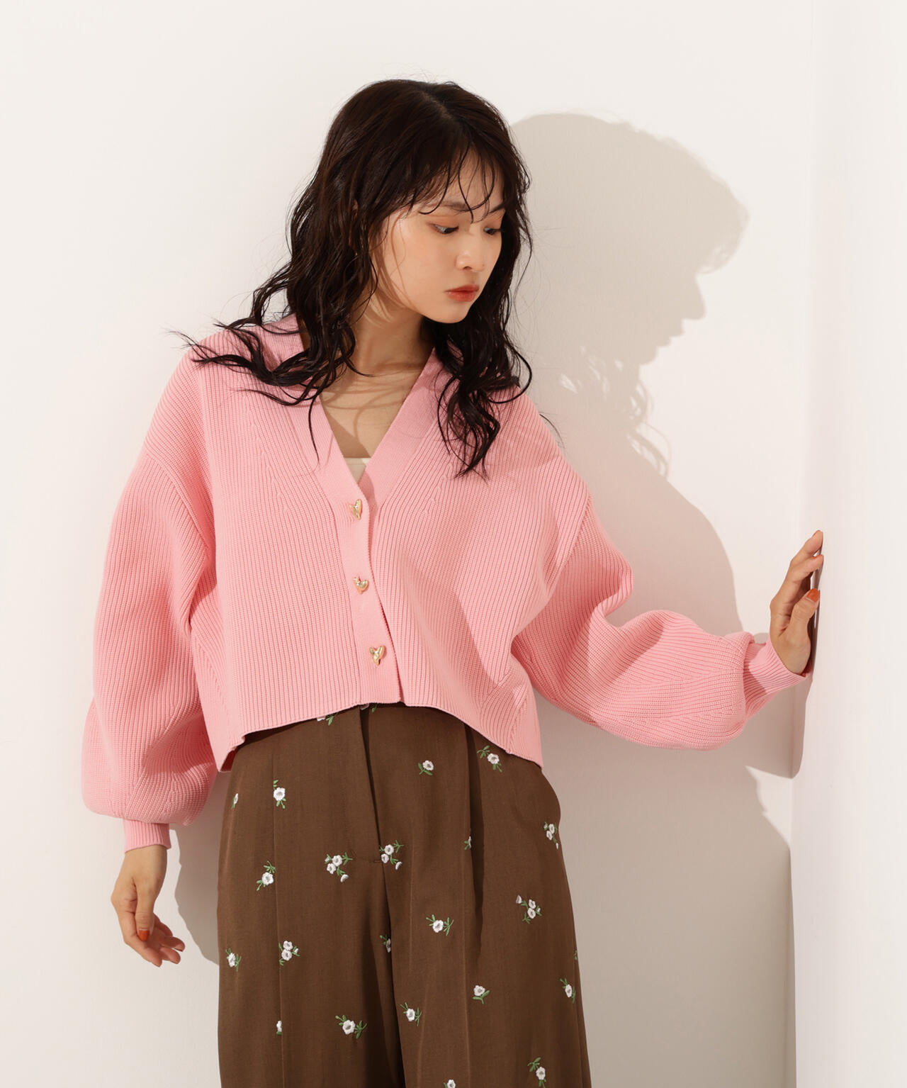 ニュアンスハートボタンカーディガン《ベリーブラウン:LUMINE・LUCUA・official site限定》